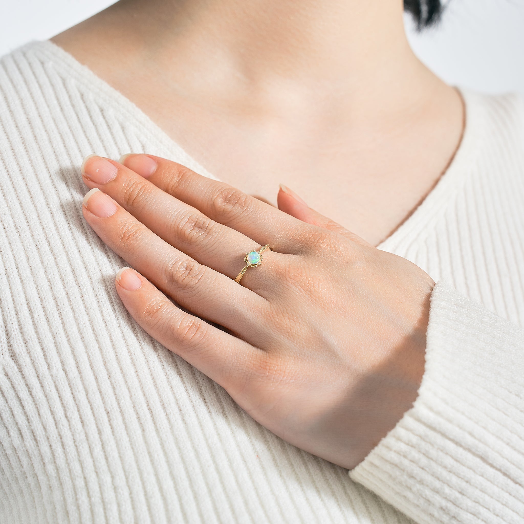 オパール/ダイヤモンド K18リング(10月誕生石)《25V01301》