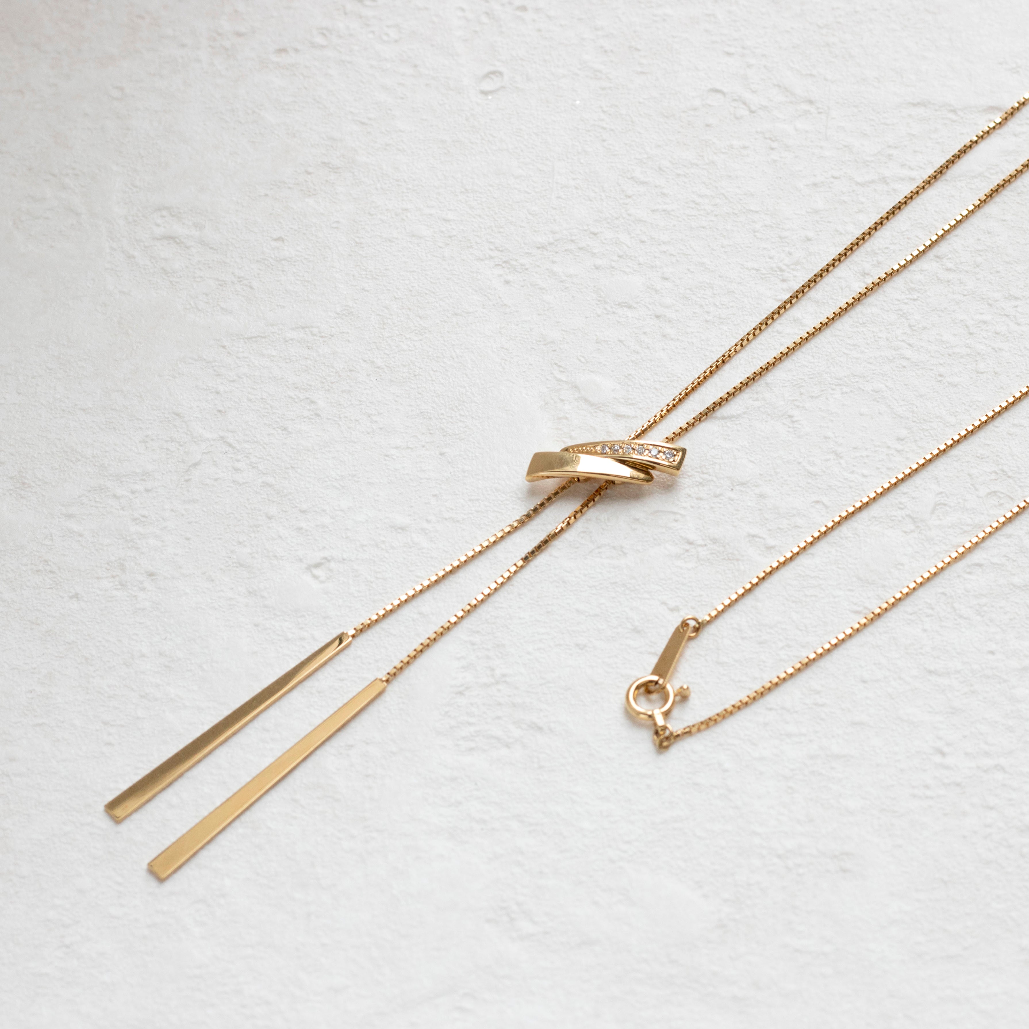 ダイヤモンド K18ネックレス(ロング/75cm/スライド式)《25V01305》