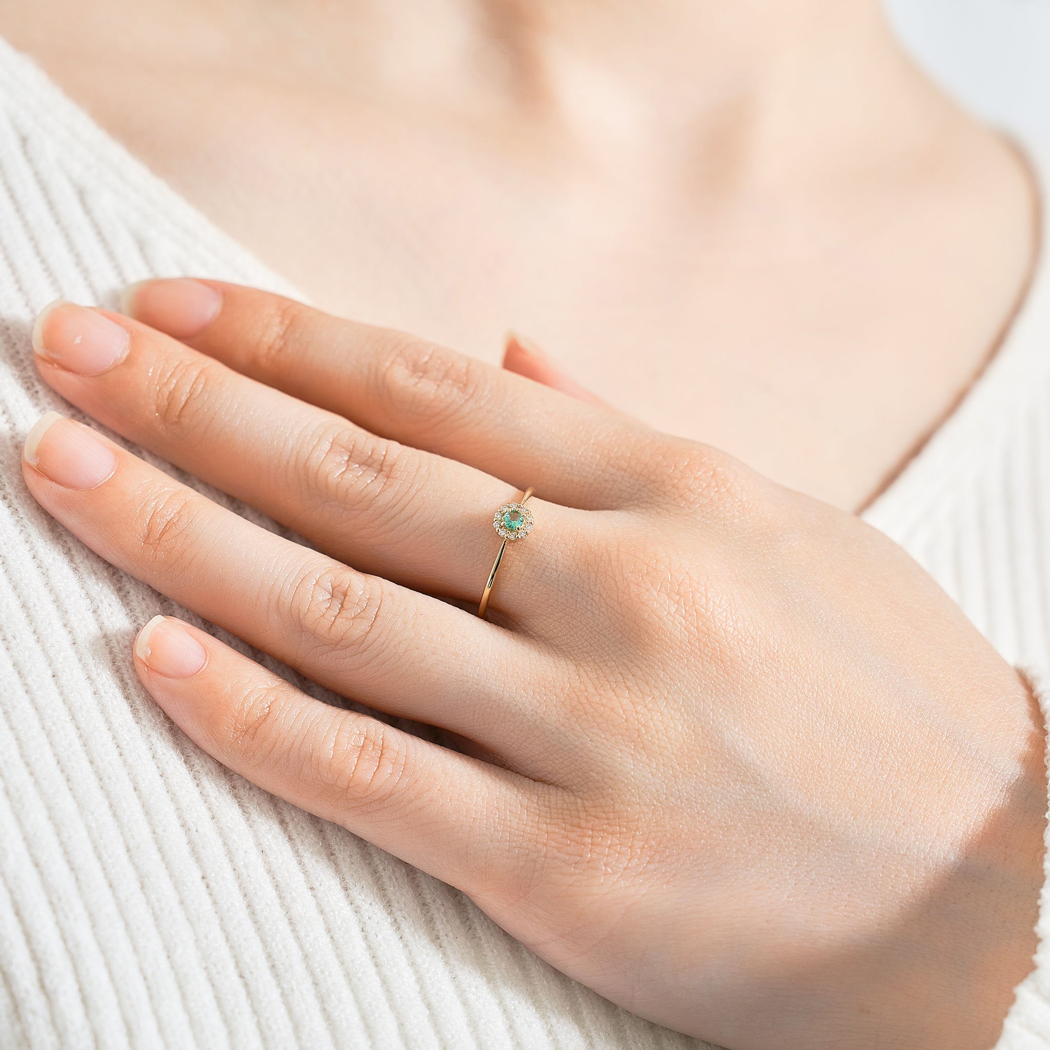 エメラルド/ダイヤモンド K18リング(5月誕生石)《25V01307》