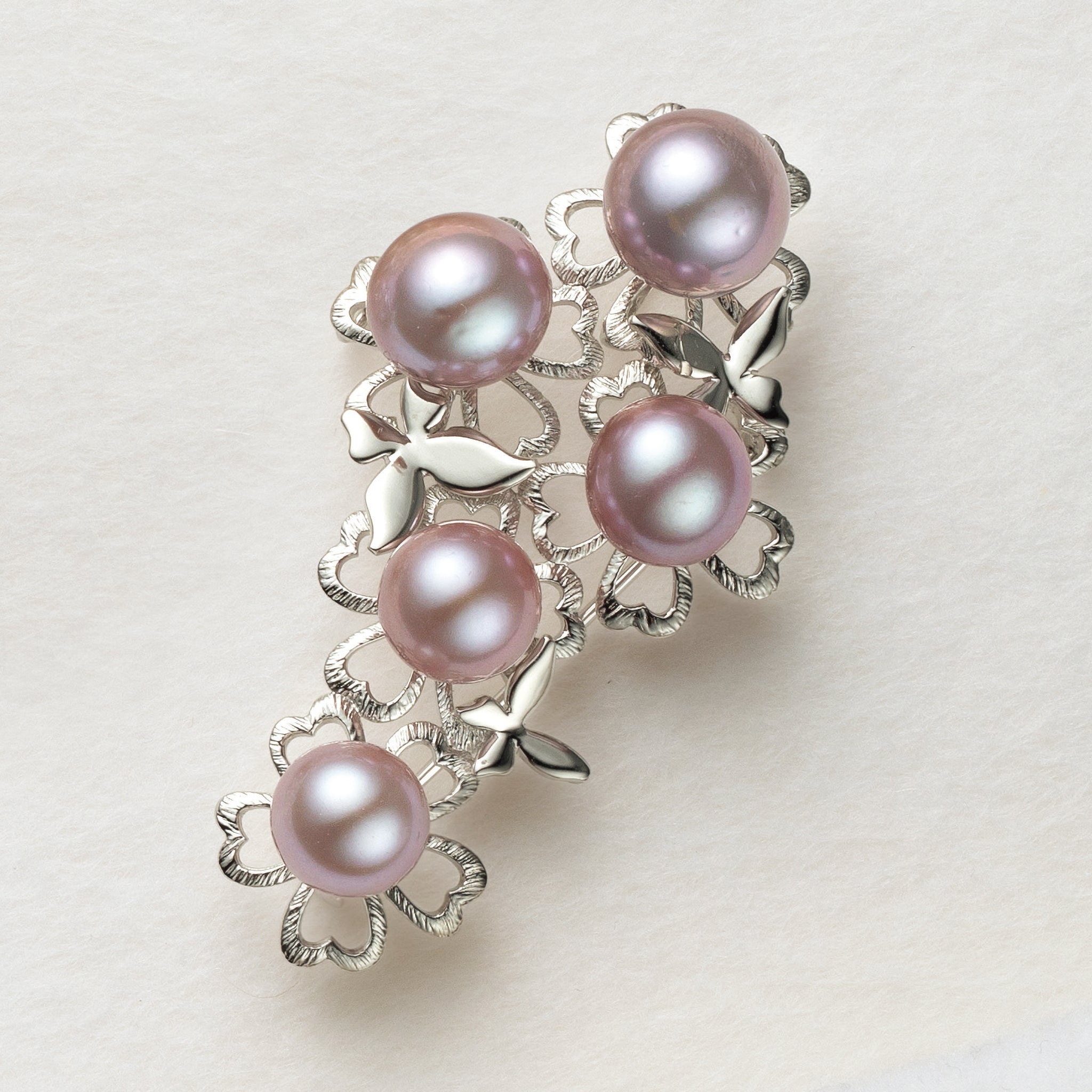 パール シルバーブローチ兼ペンダントトップ(淡水真珠/9mm・10mm/ピンクパープル系/フラワーモチーフ/6月誕生石)《25V01507》