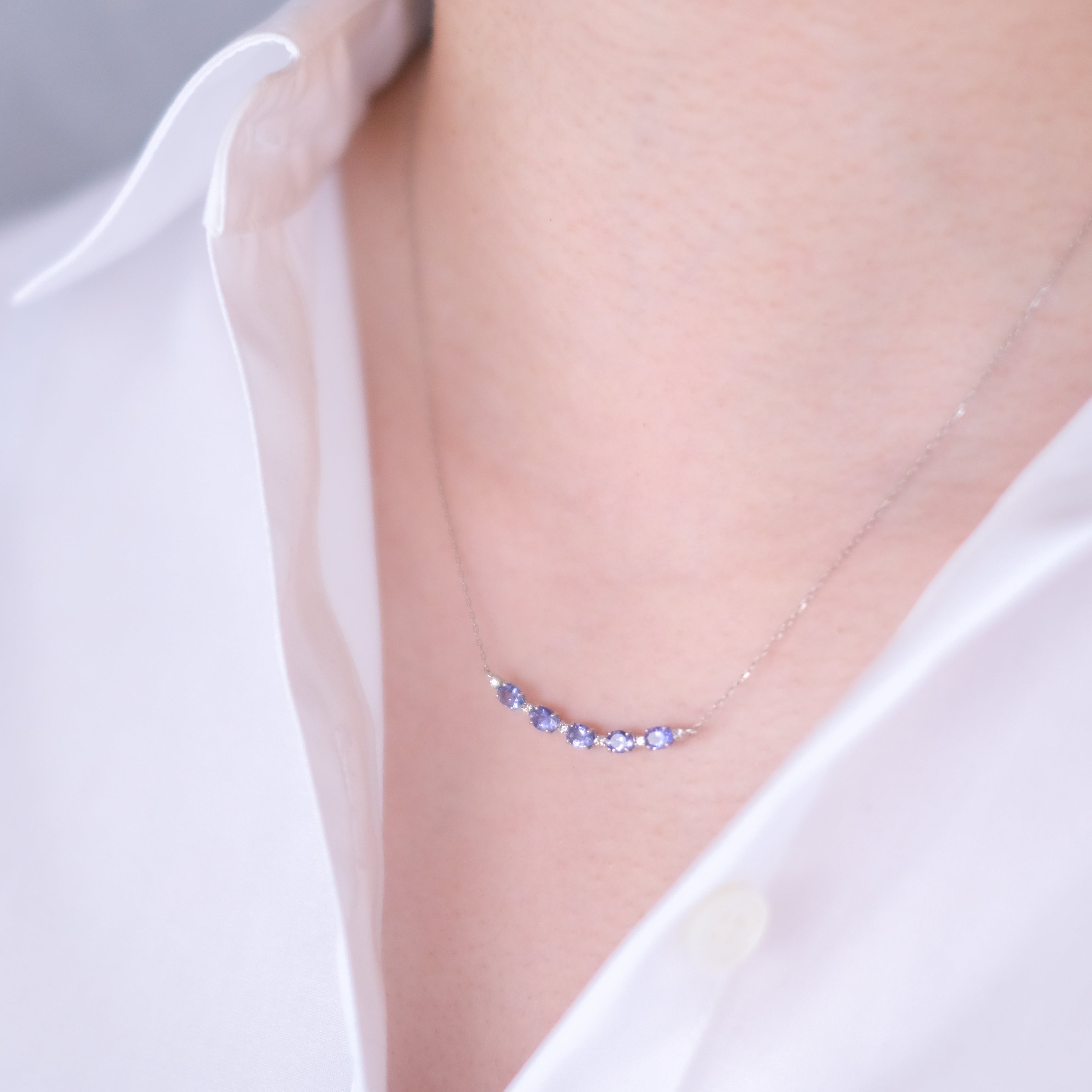 タンザナイト/ダイヤモンド プラチナネックレス(12月誕生石)《25V01606》