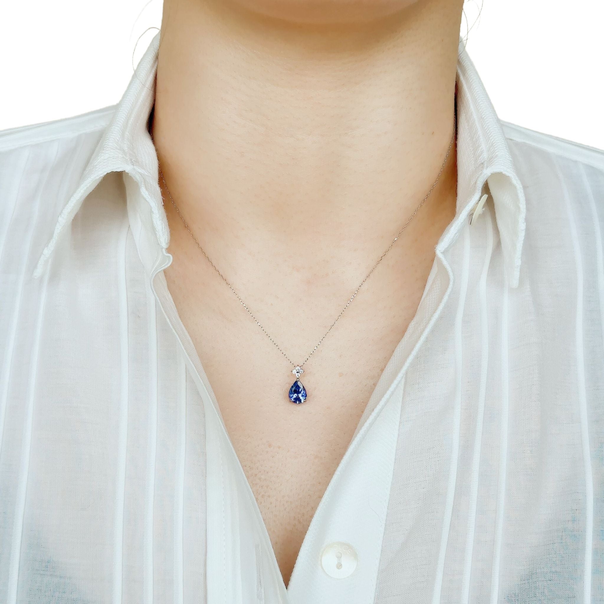 タンザナイト/ダイヤモンド プラチナネックレス(12月誕生石)《25V01609》