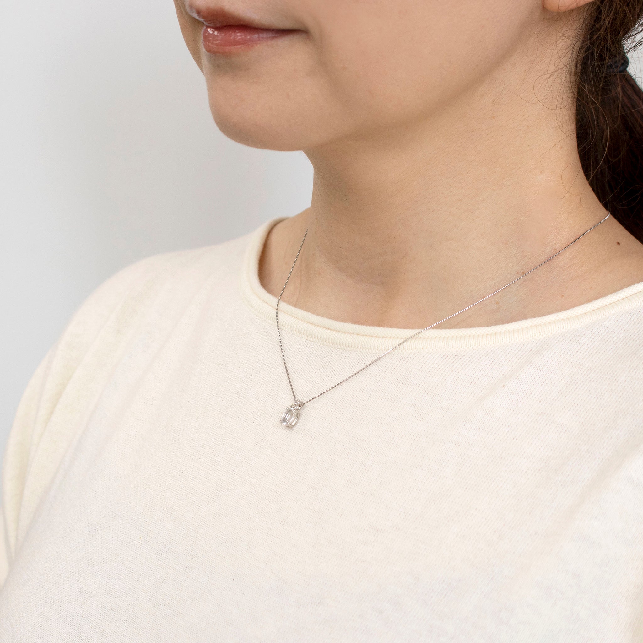 ハイアライトオパール/ダイヤモンド プラチナネックレス(10月誕生石)《25V01703》