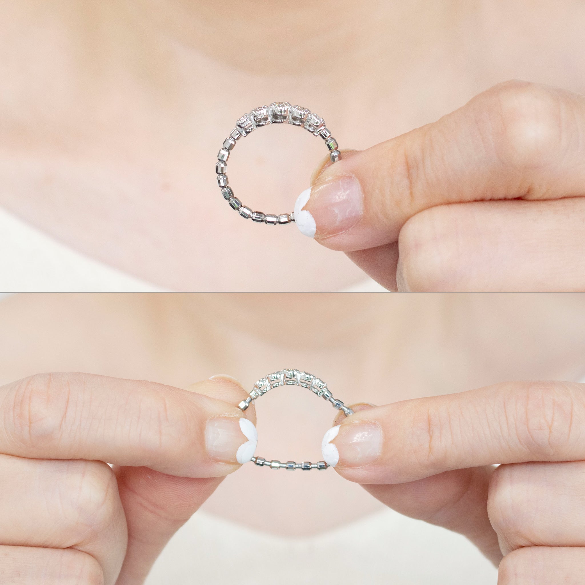 ダイヤモンド プラチナリング(ミル打ち風/フリーサイズ/4月誕生石)《25V01803》