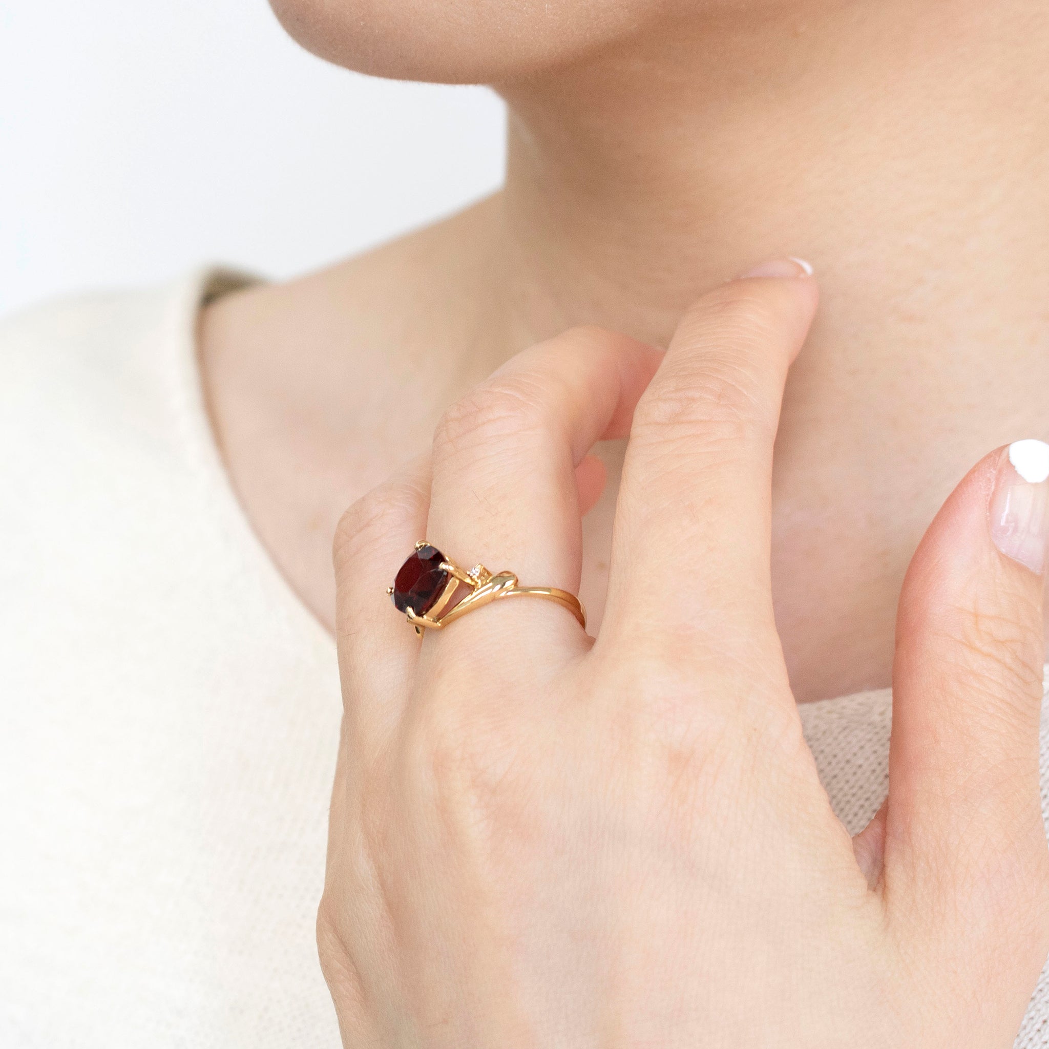 ガーネット/ダイヤモンド K18リング(2.6カラット/1月誕生石)《25V01904》