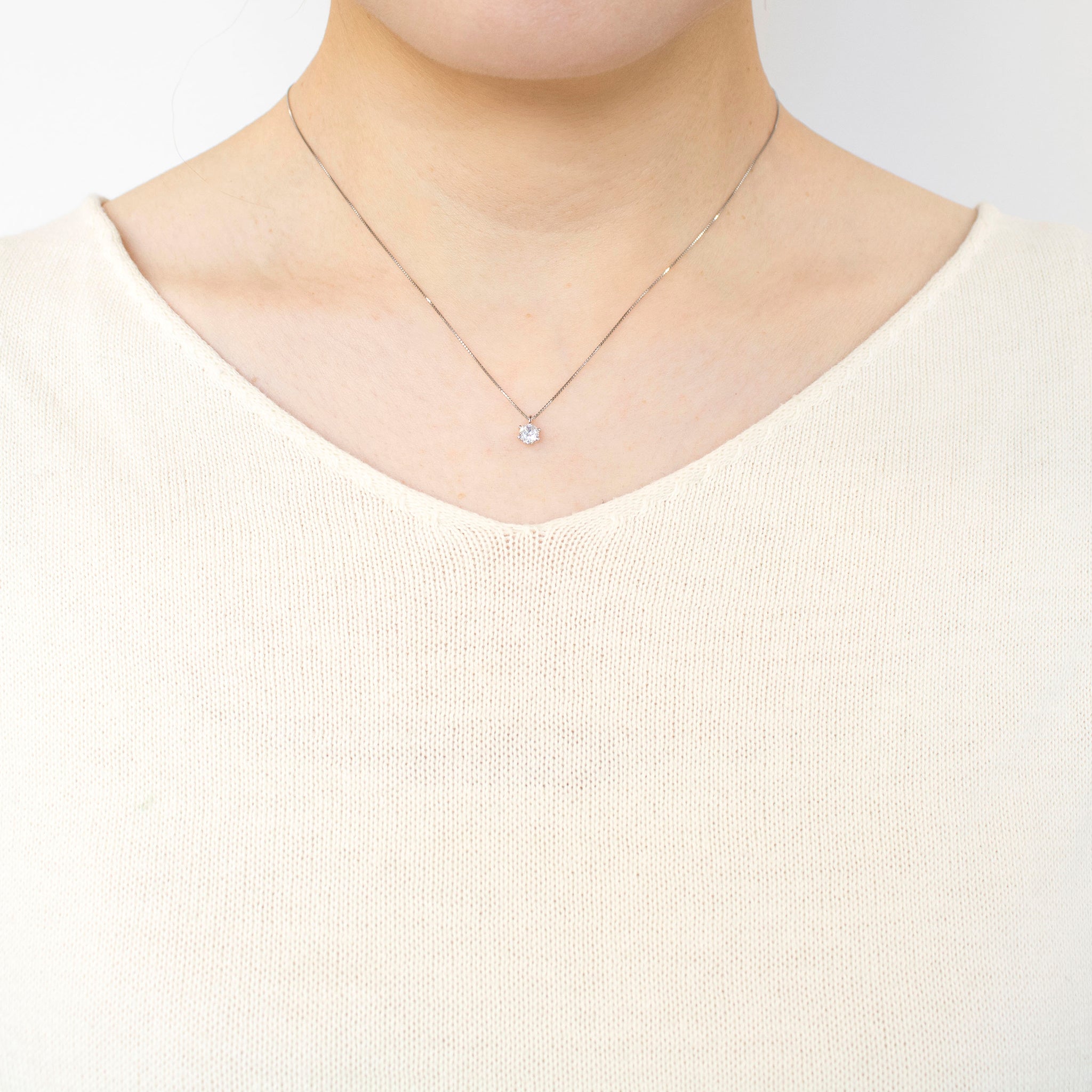 ダイヤモンド プラチナネックレス(0.3カラット/Iカラー/VS2/EX/4月誕生石/グレーディングレポート付)《25V02001》