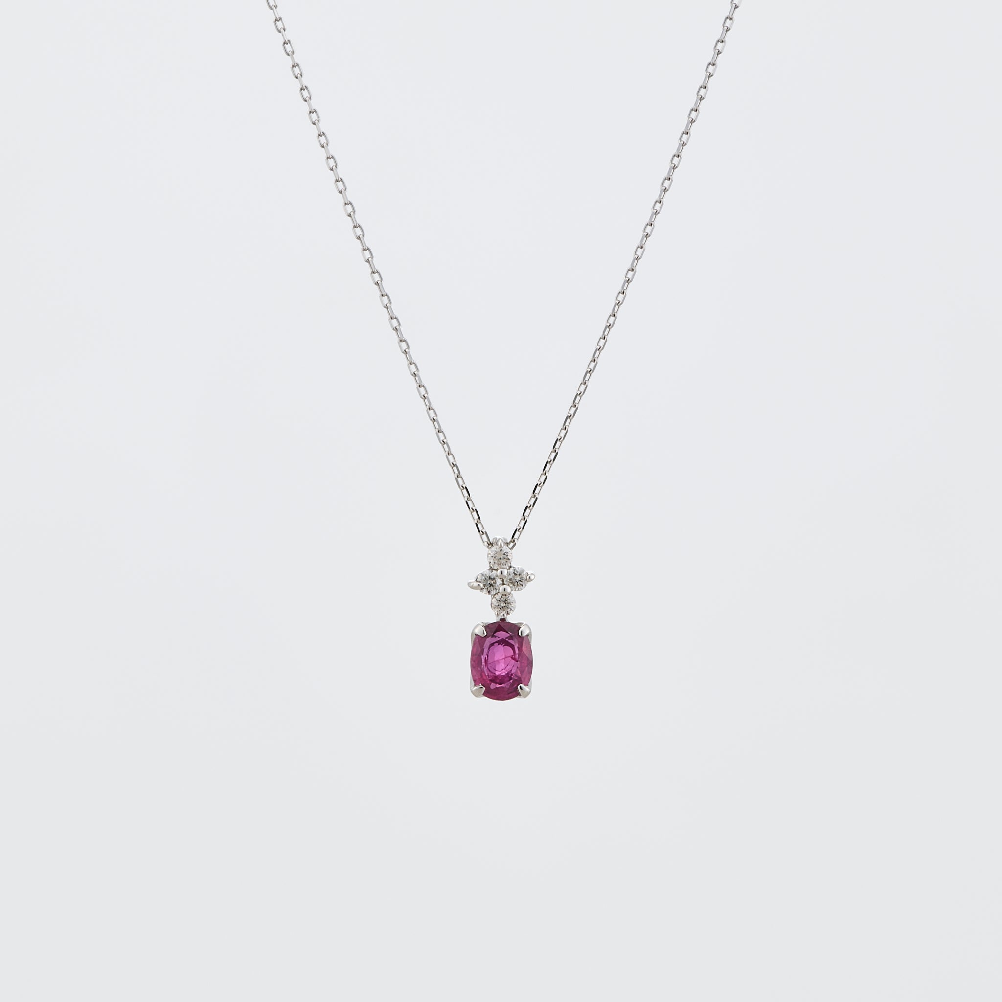 ルビー/ダイヤモンド プラチナネックレス(7月誕生石)《25V02007》