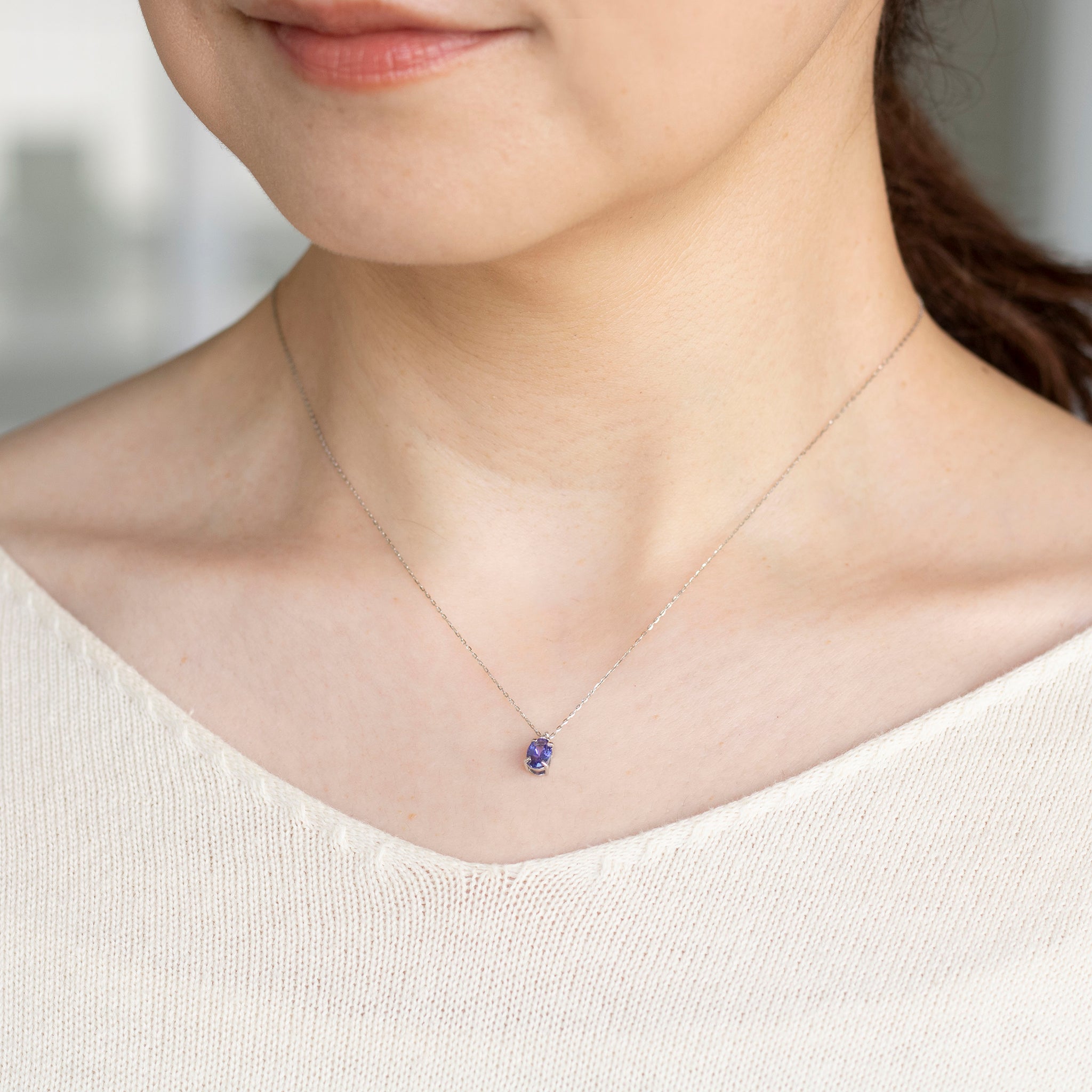 タンザナイト/ダイヤモンド プラチナネックレス(12月誕生石)《25V02204》