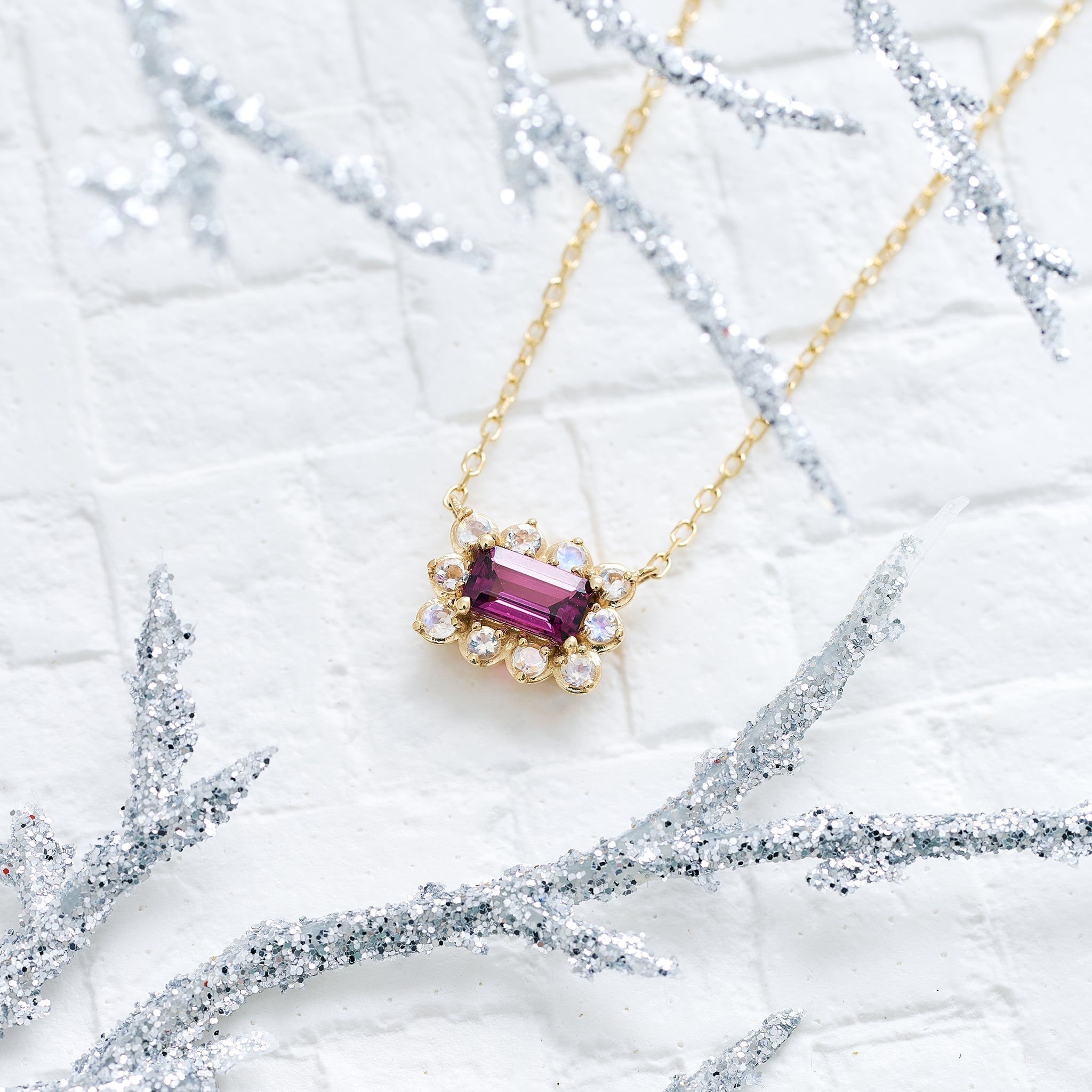 ガーネット/アンデシンラブラドライト K10ネックレス(1月誕生石)《25V02302》