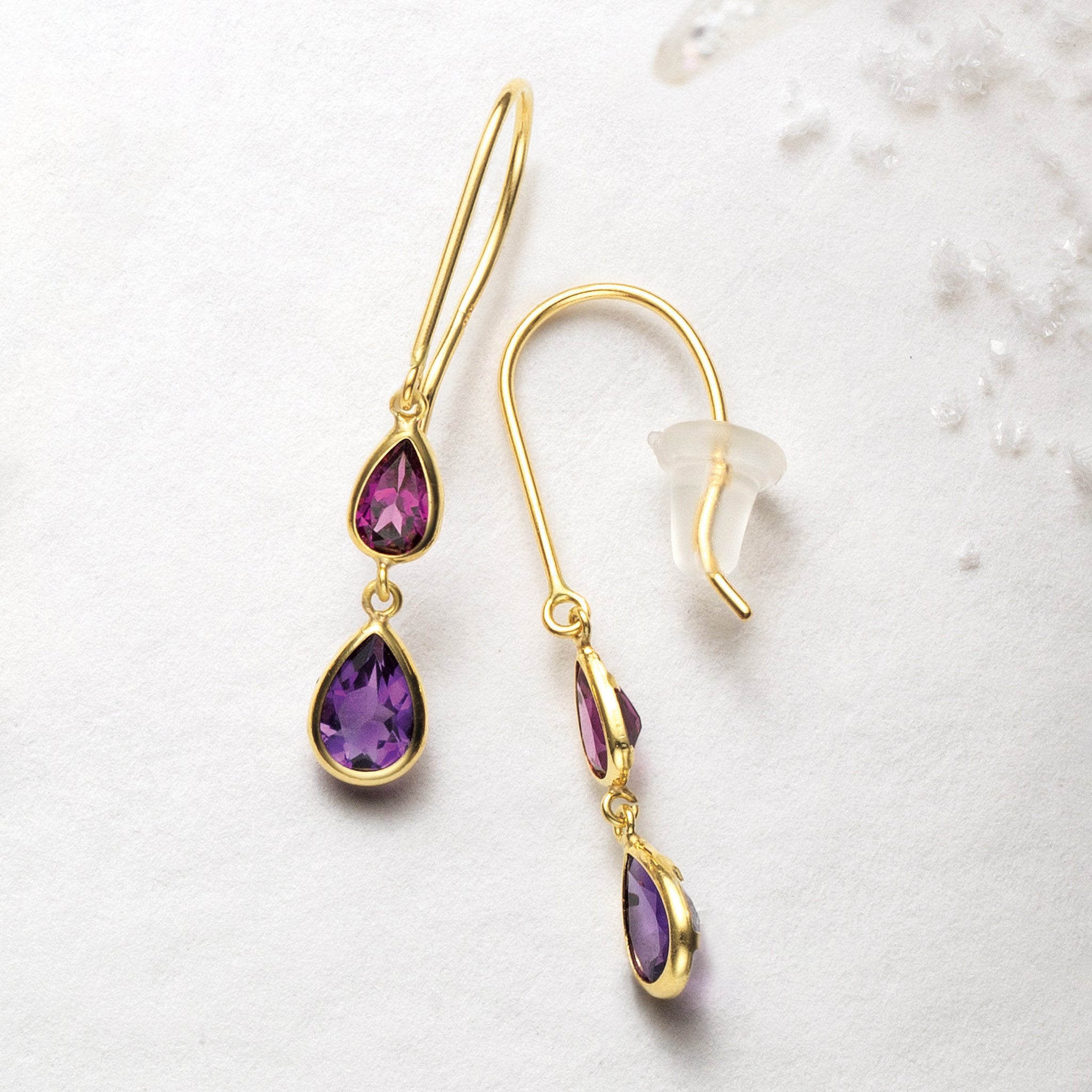 アメシスト/ガーネット K18ピアス(2月誕生石)《25V02311》