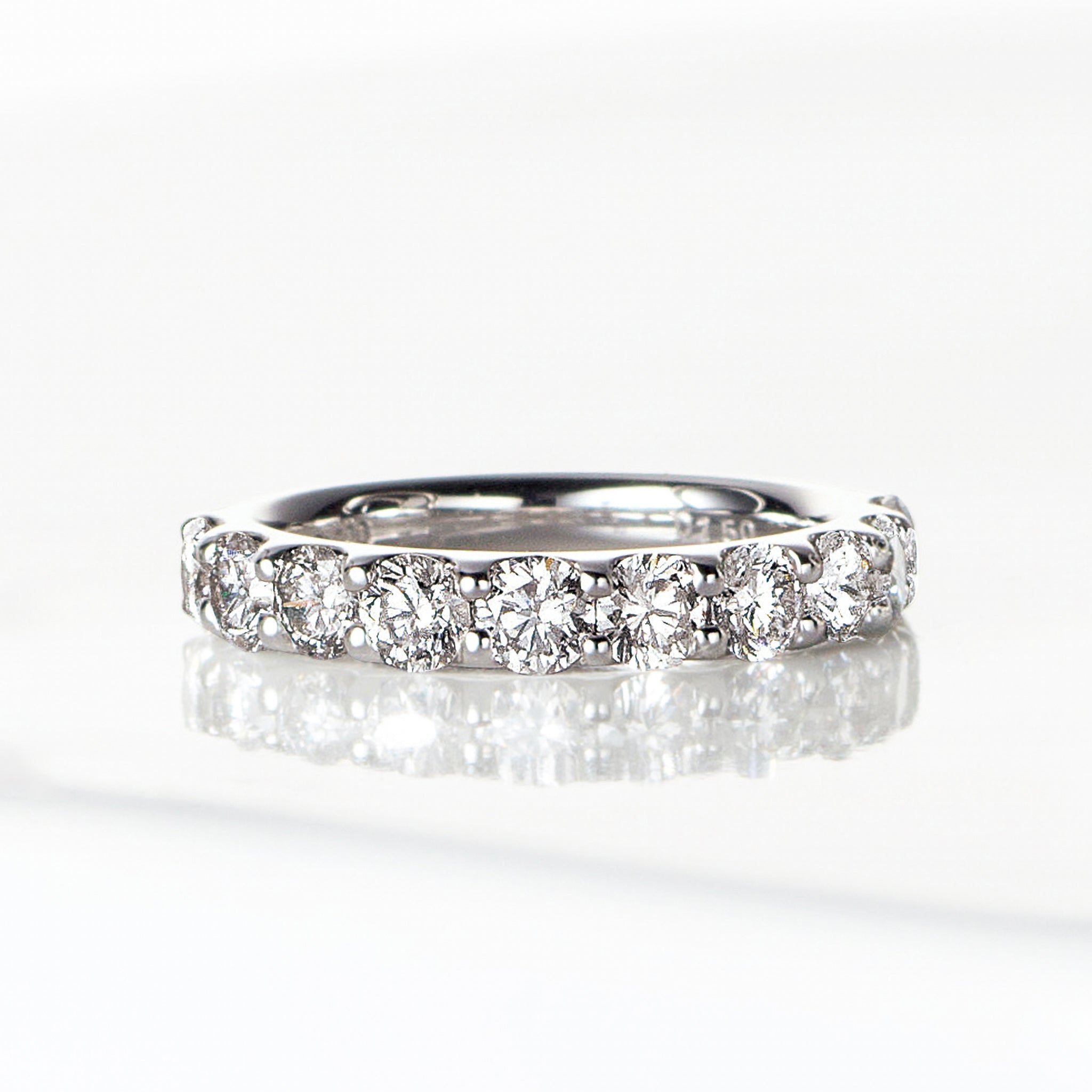 ダイヤモンド プラチナリング(計1.5カラット/ハーフエタニティ/4月誕生石/鑑別書付)《25V02403》