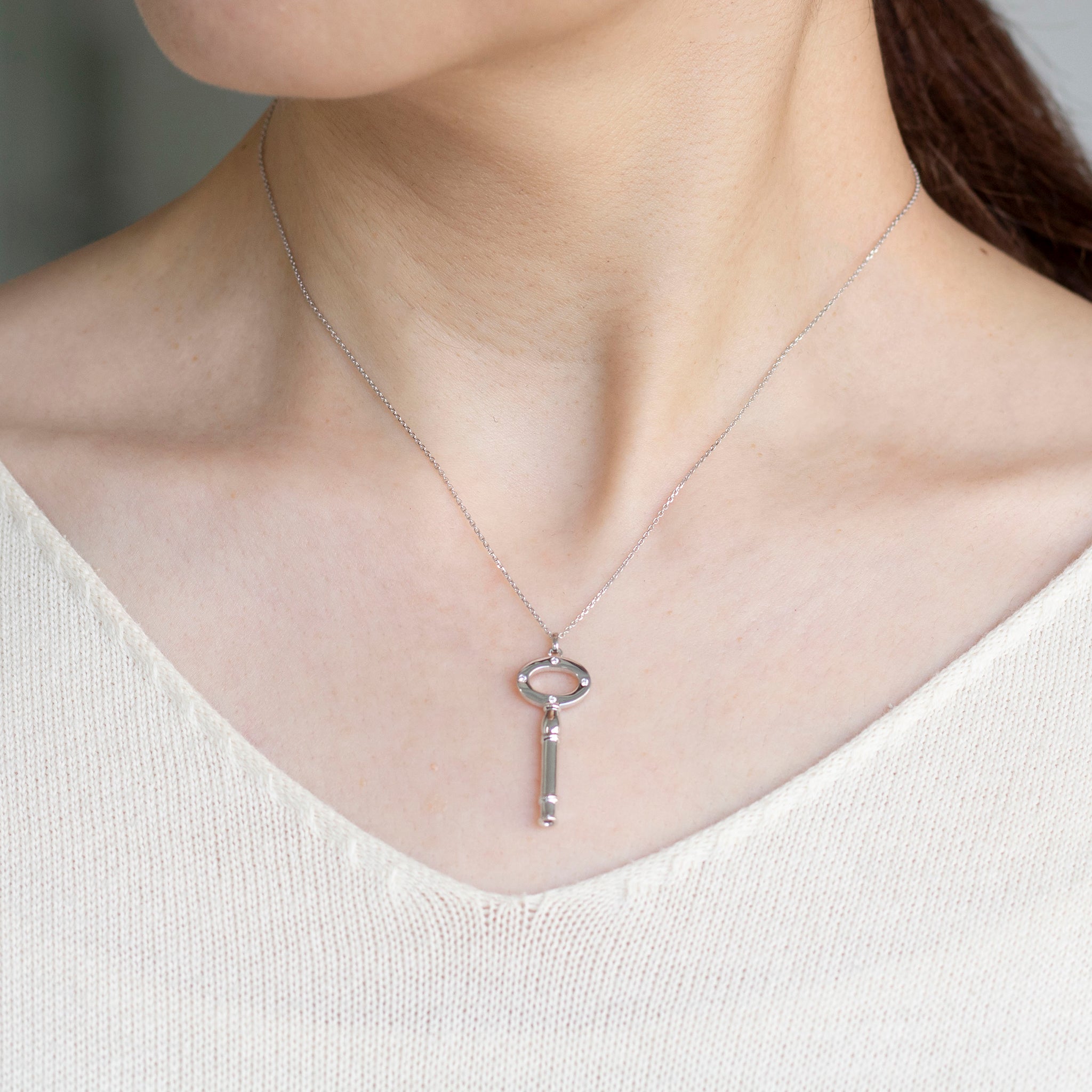 ダイヤモンド プラチナネックレス(鍵モチーフ/ホイッスル付)《25V02504》