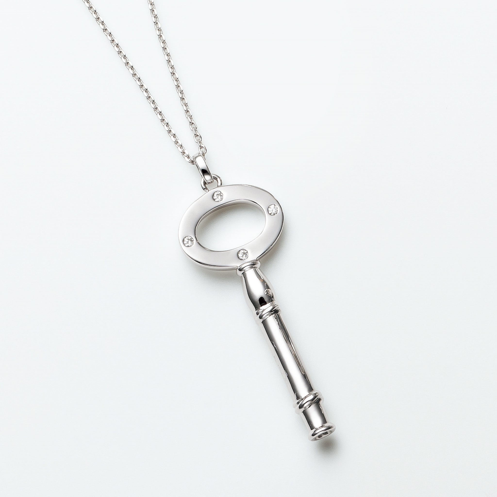 ダイヤモンド プラチナネックレス(鍵モチーフ/ホイッスル付)《25V02504》