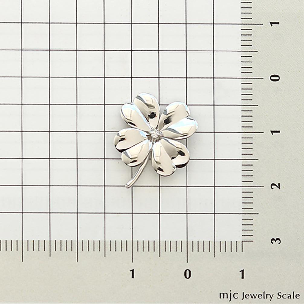 ダイヤモンド プラチナブローチ(クローバーモチーフ/4月誕生石)《25V02510》