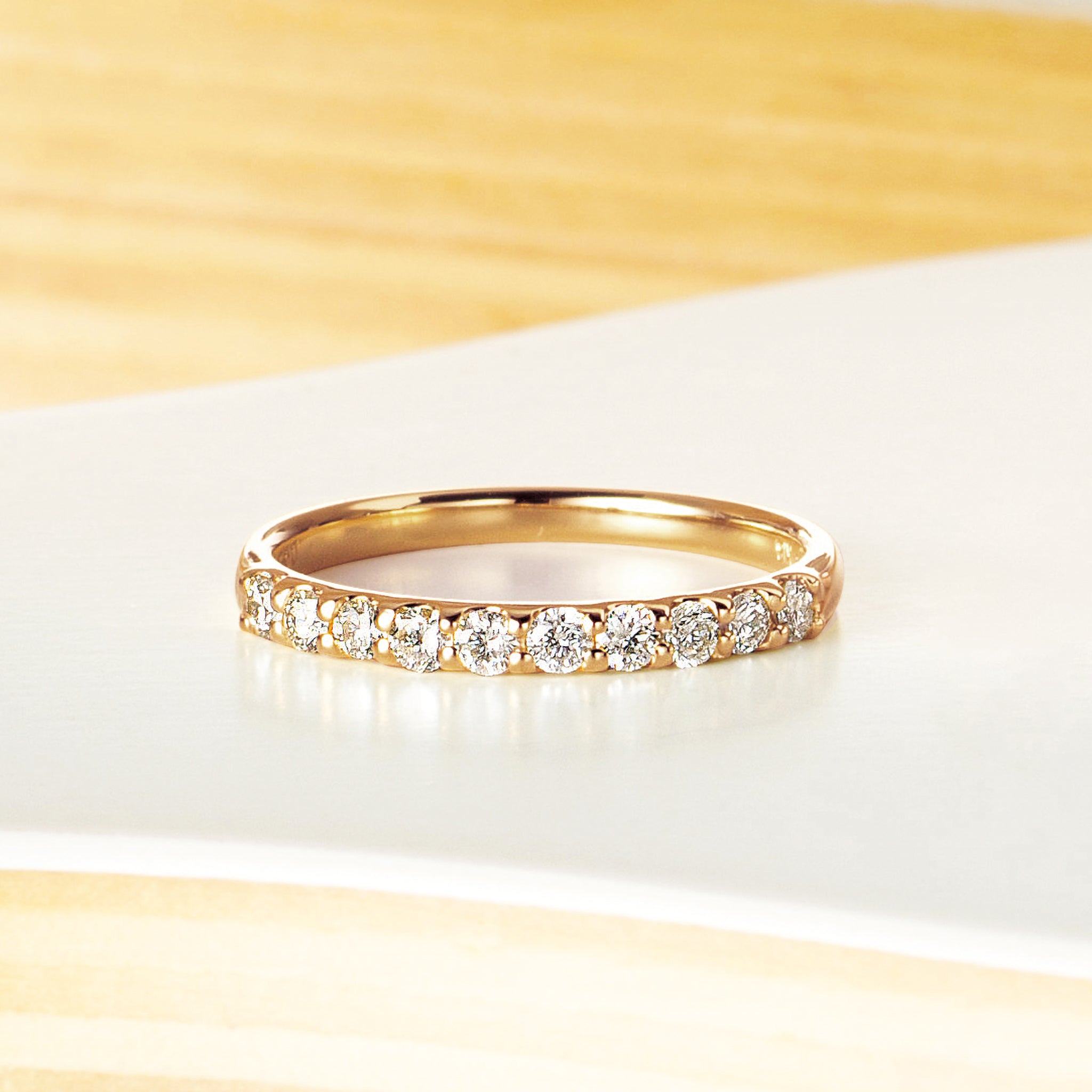 ダイヤモンド K18リング(計0.3カラット/ハーフエタニティ/4月誕生石)《25V02601-PG》