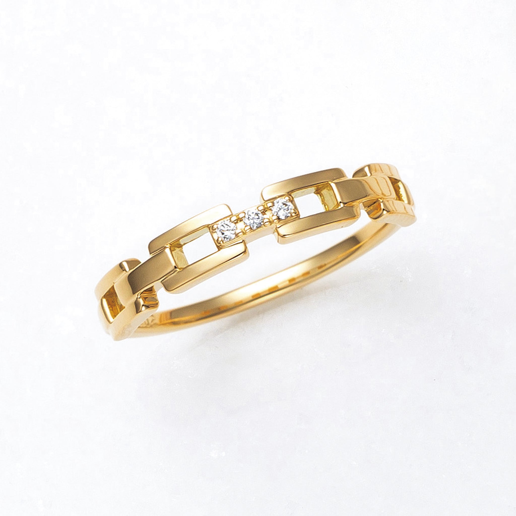 ダイヤモンド K18リング(チェーンモチーフ/4月誕生石)《25V02606》