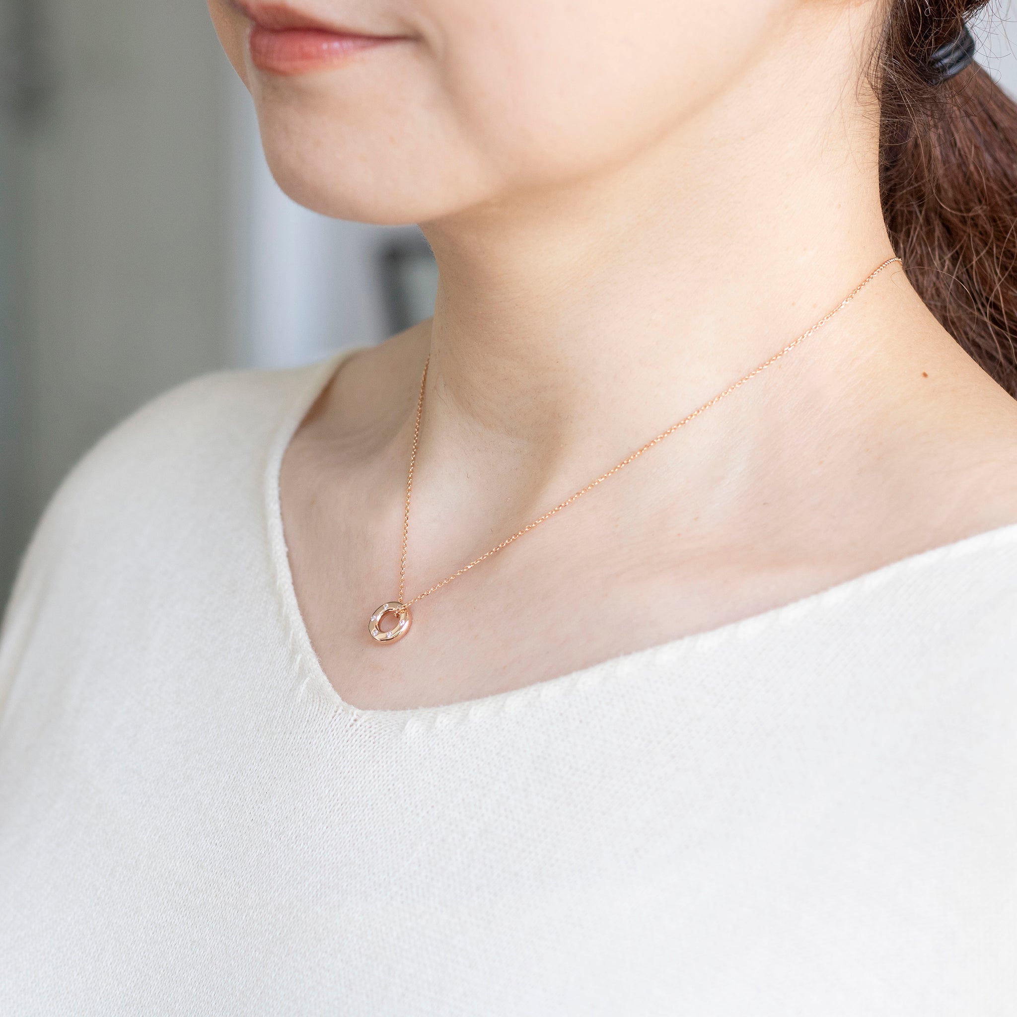 ダイヤモンド K18ネックレス(4月誕生石)《25V02609》