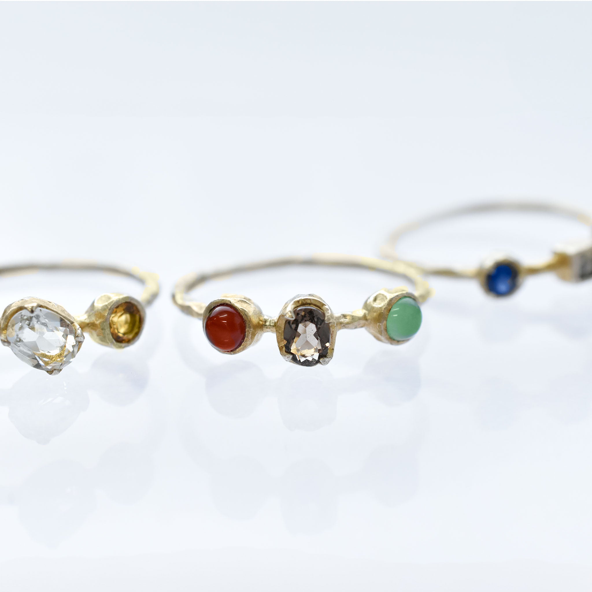 パール/マルチカラー シルバーリング(淡水真珠/4本セット)《25V02706》