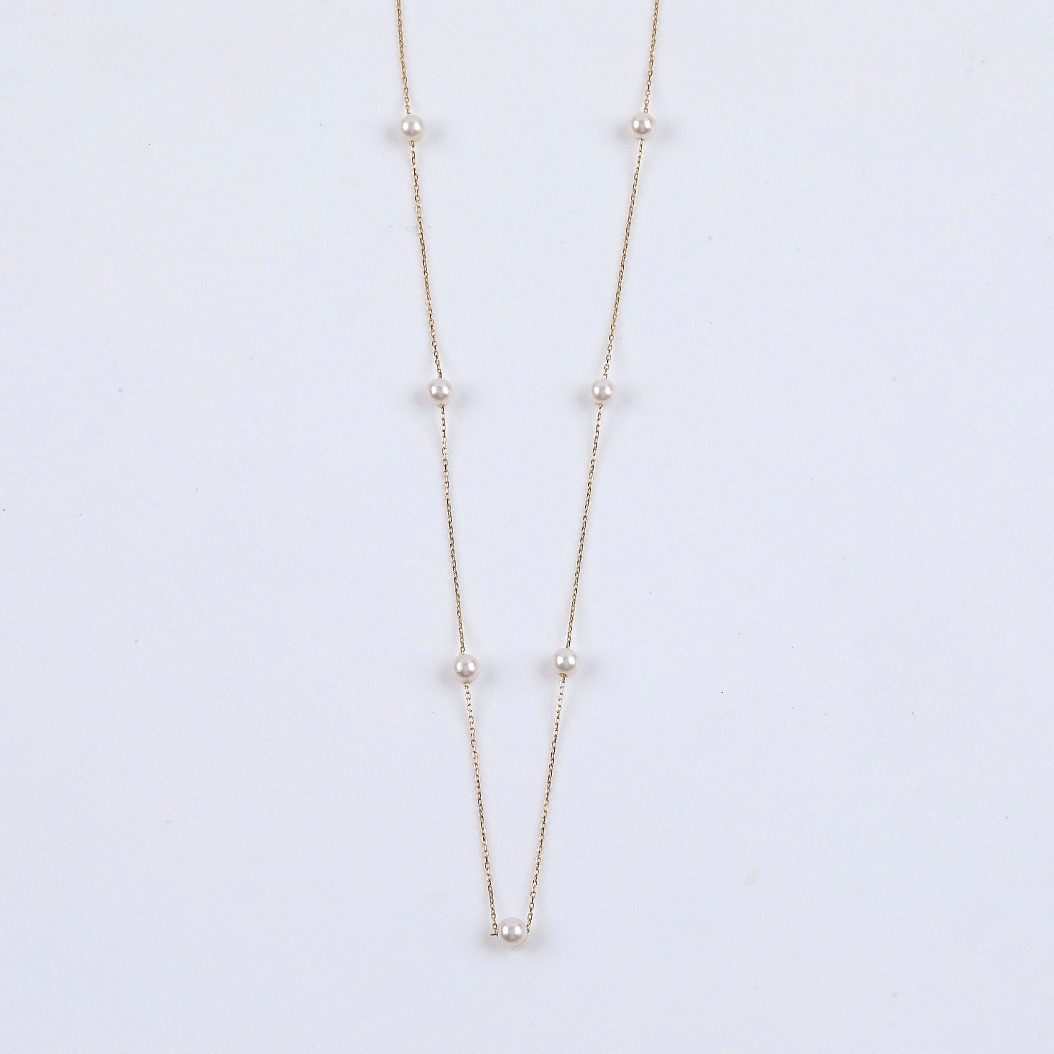 パール K18ネックレス(アコヤ真珠/ステーション/6月誕生石)《25V02903》