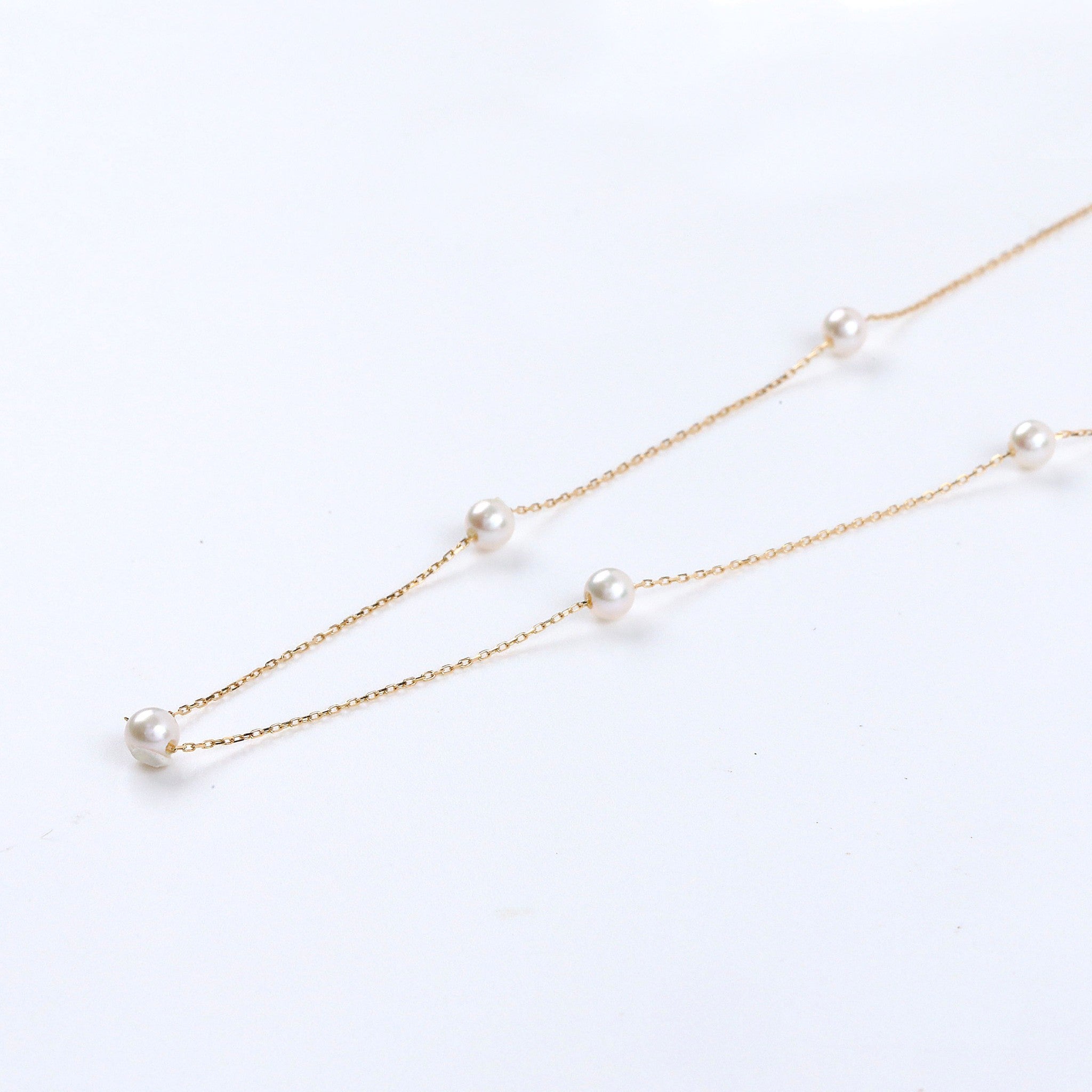 パール K18ネックレス(アコヤ真珠/ステーション/6月誕生石)《25V02903》