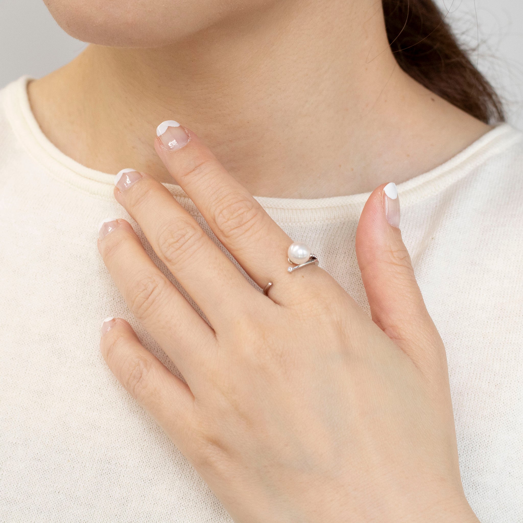 パール/ダイヤモンド プラチナリング(アコヤ真珠/6.5mm/6月誕生石)《25V02904》