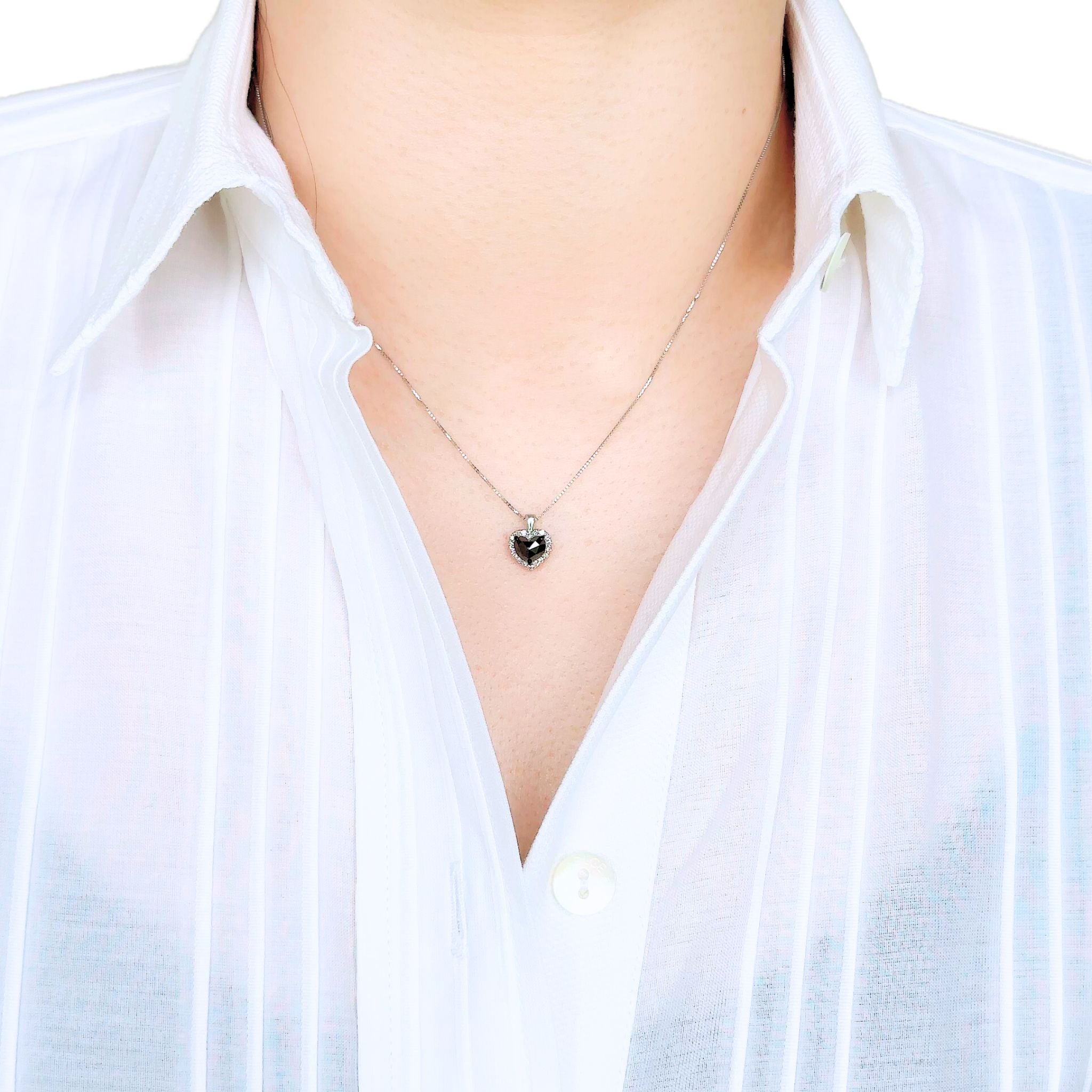 ブラックダイヤモンド/ダイヤモンド プラチナネックレス(0.5カラット/4月誕生石)《25V03004》