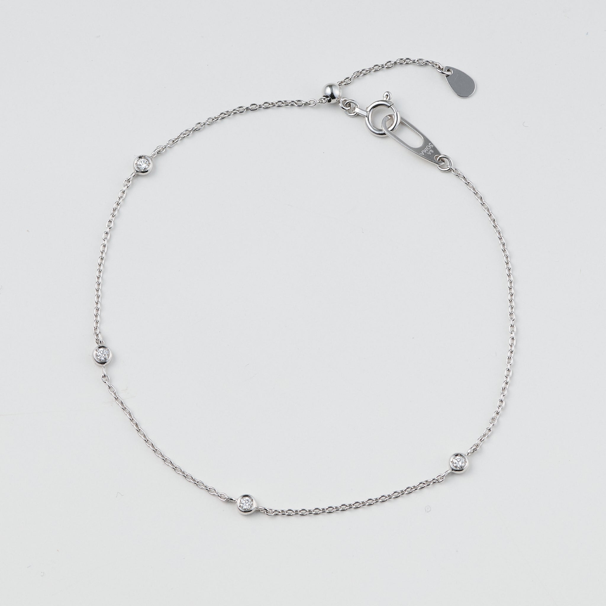 ダイヤモンド プラチナブレスレット(ステーション/4月誕生石)《25V03107》