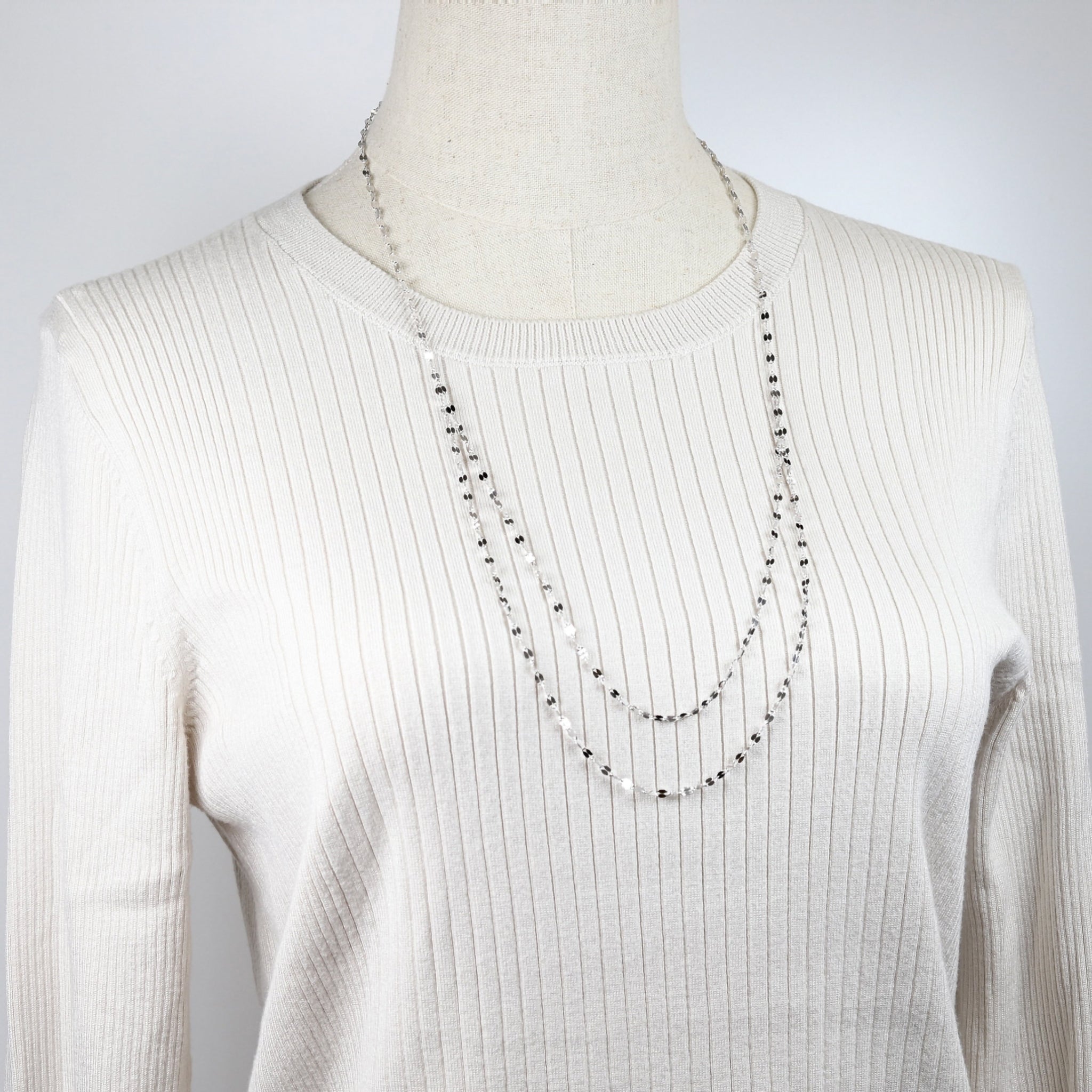 プラチナネックレス(2連ロング/70cm)《25V03109》