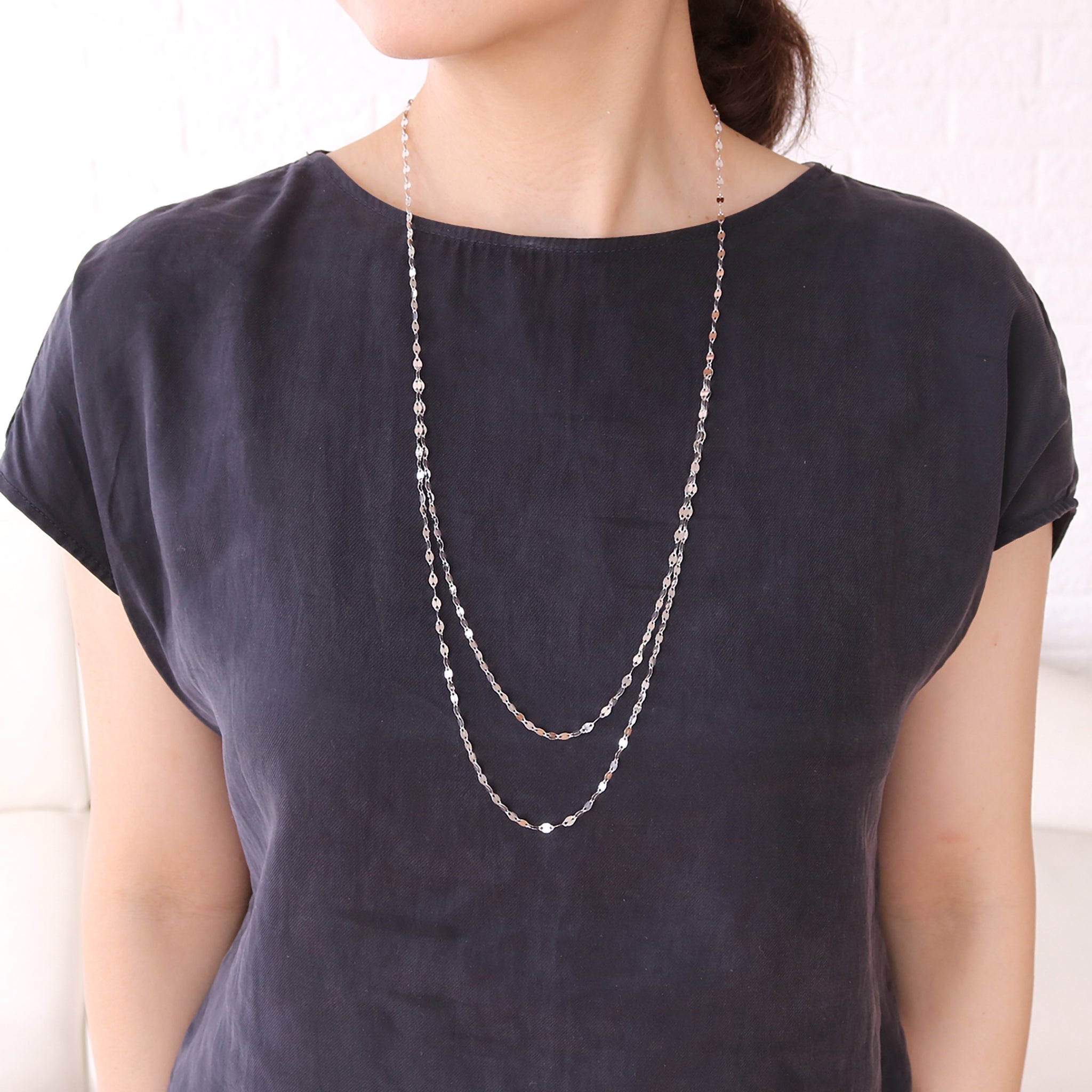 プラチナネックレス(2連ロング/70cm)《25V03109》