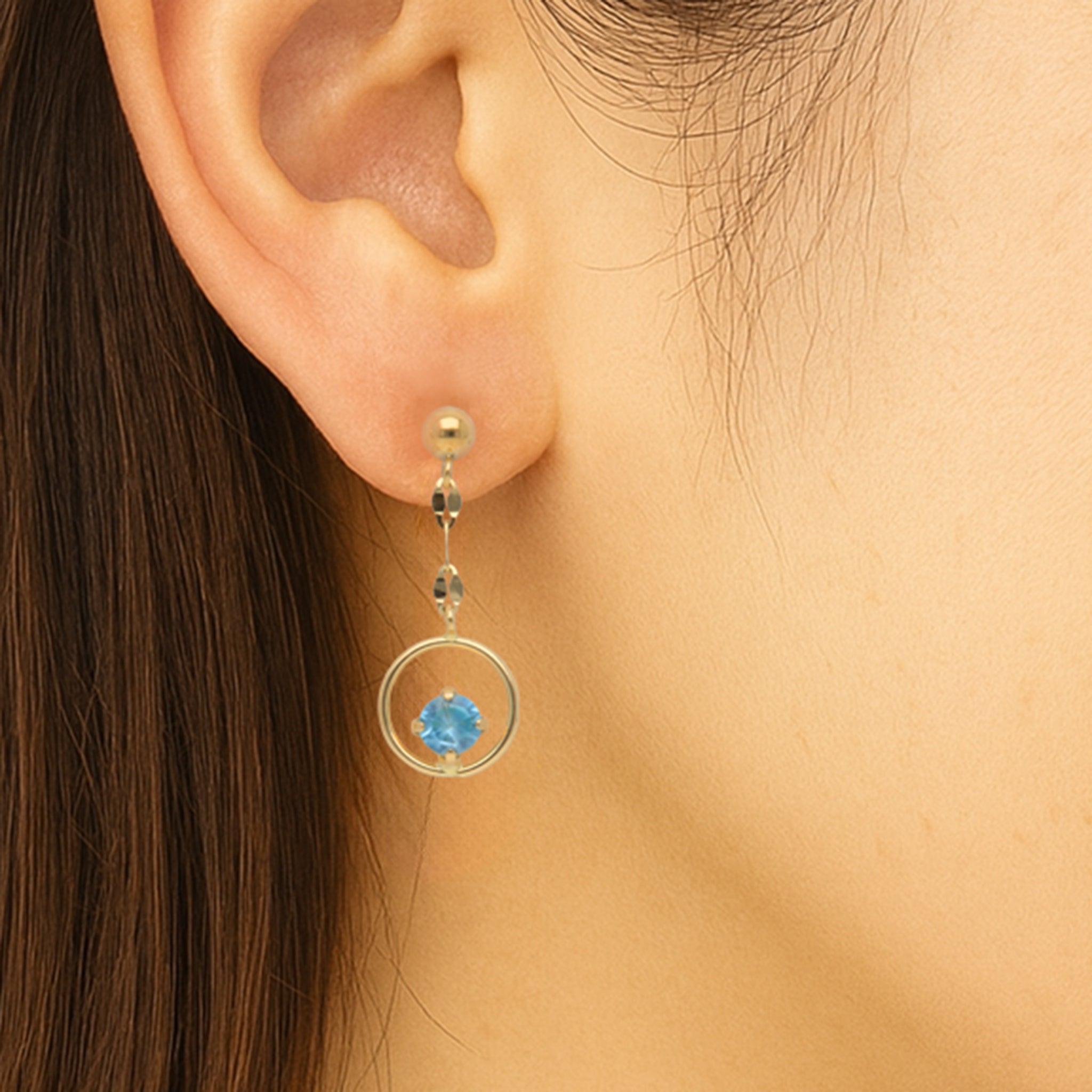 ブルージルコン K18ピアス(12月誕生石)《25V03203》