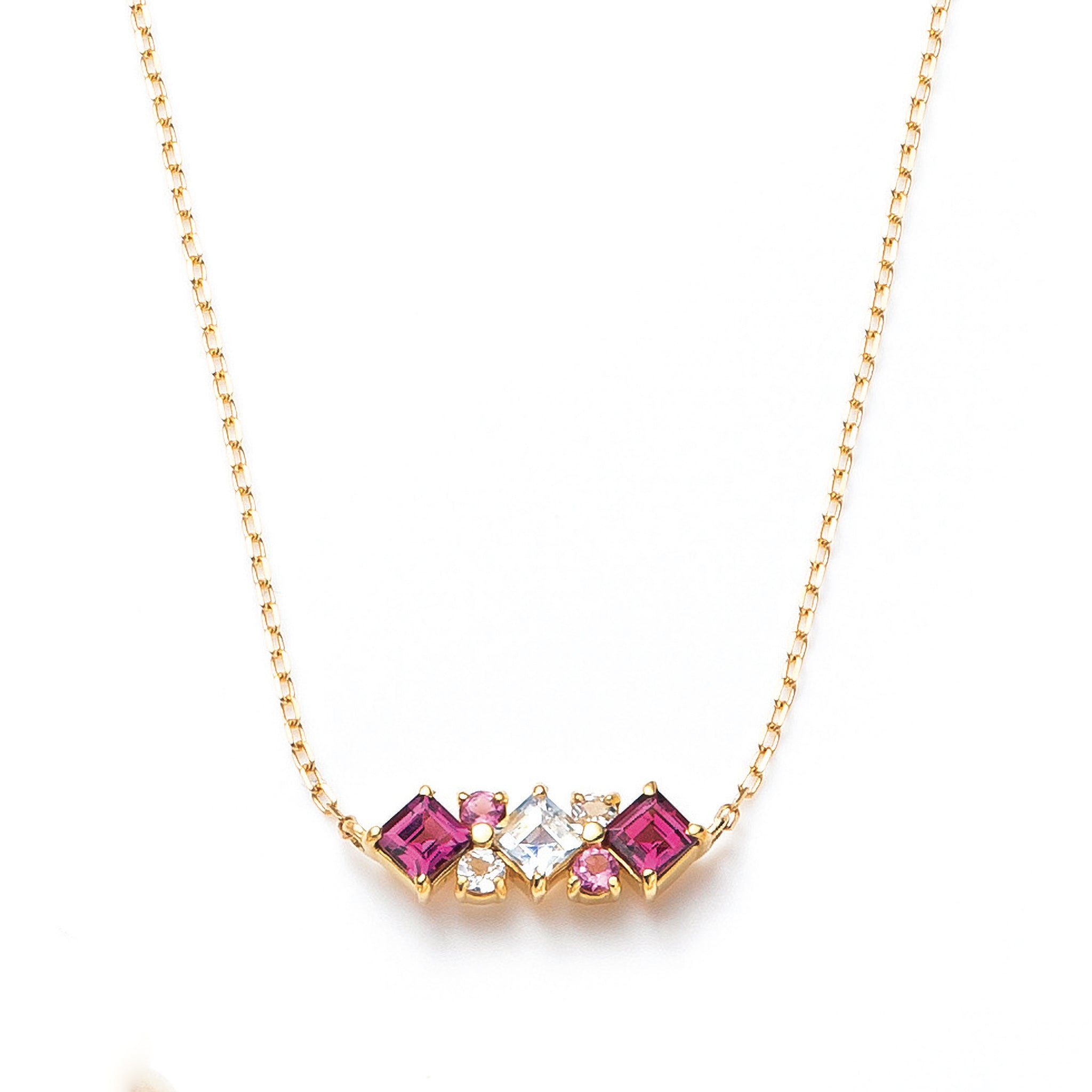 ガーネット/アンデシンラブラドライト K18ネックレス(1月誕生石)《25V03301》