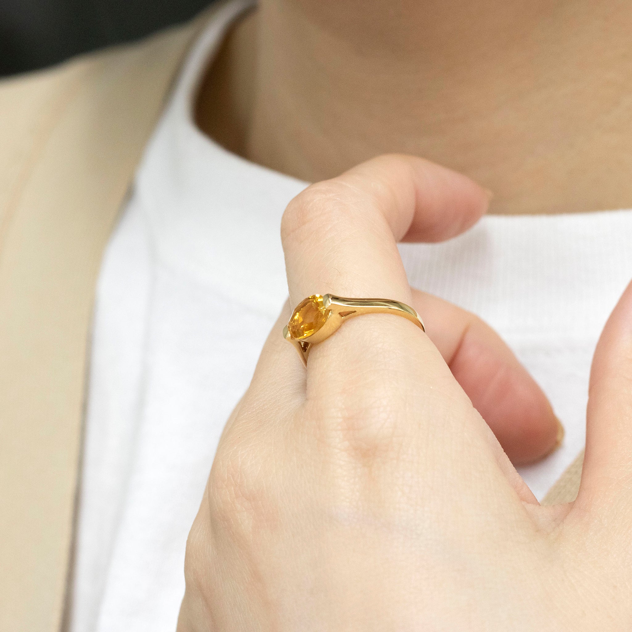 シトリン K18リング(11月誕生石)《25V03303》