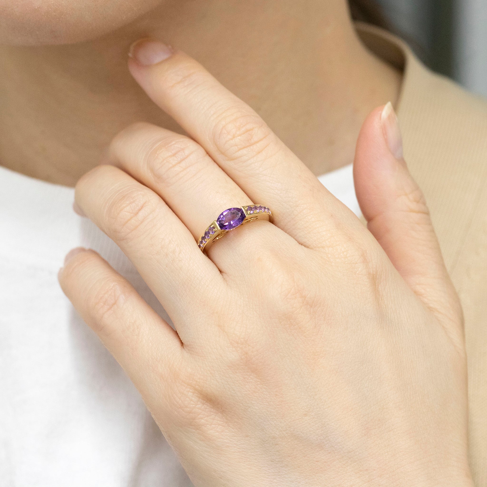 アメシスト K18リング(2月誕生石)《25V03304》