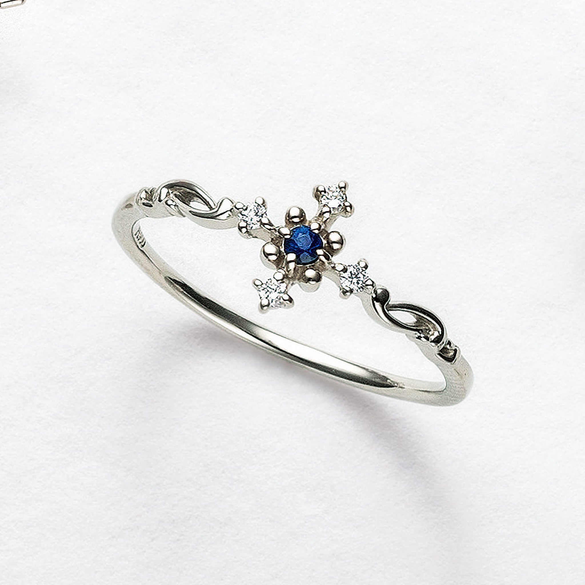 サファイア/ダイヤモンド プラチナリング(9月誕生石)《25V03407》