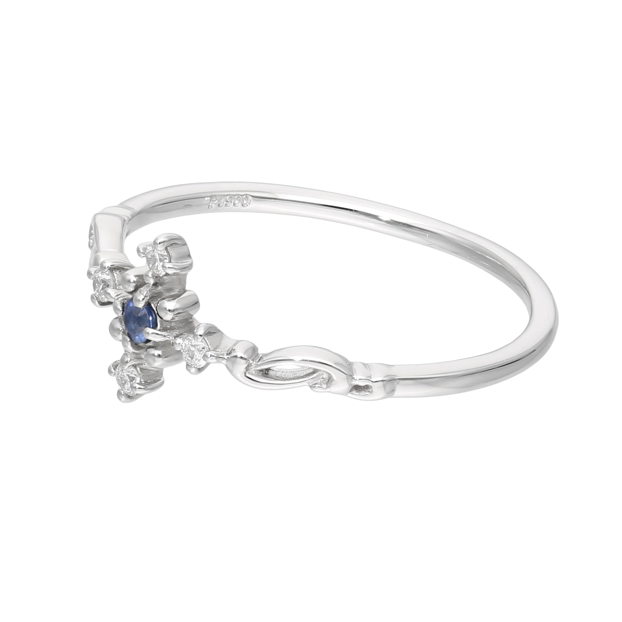 サファイア/ダイヤモンド プラチナリング(9月誕生石)《25V03407》