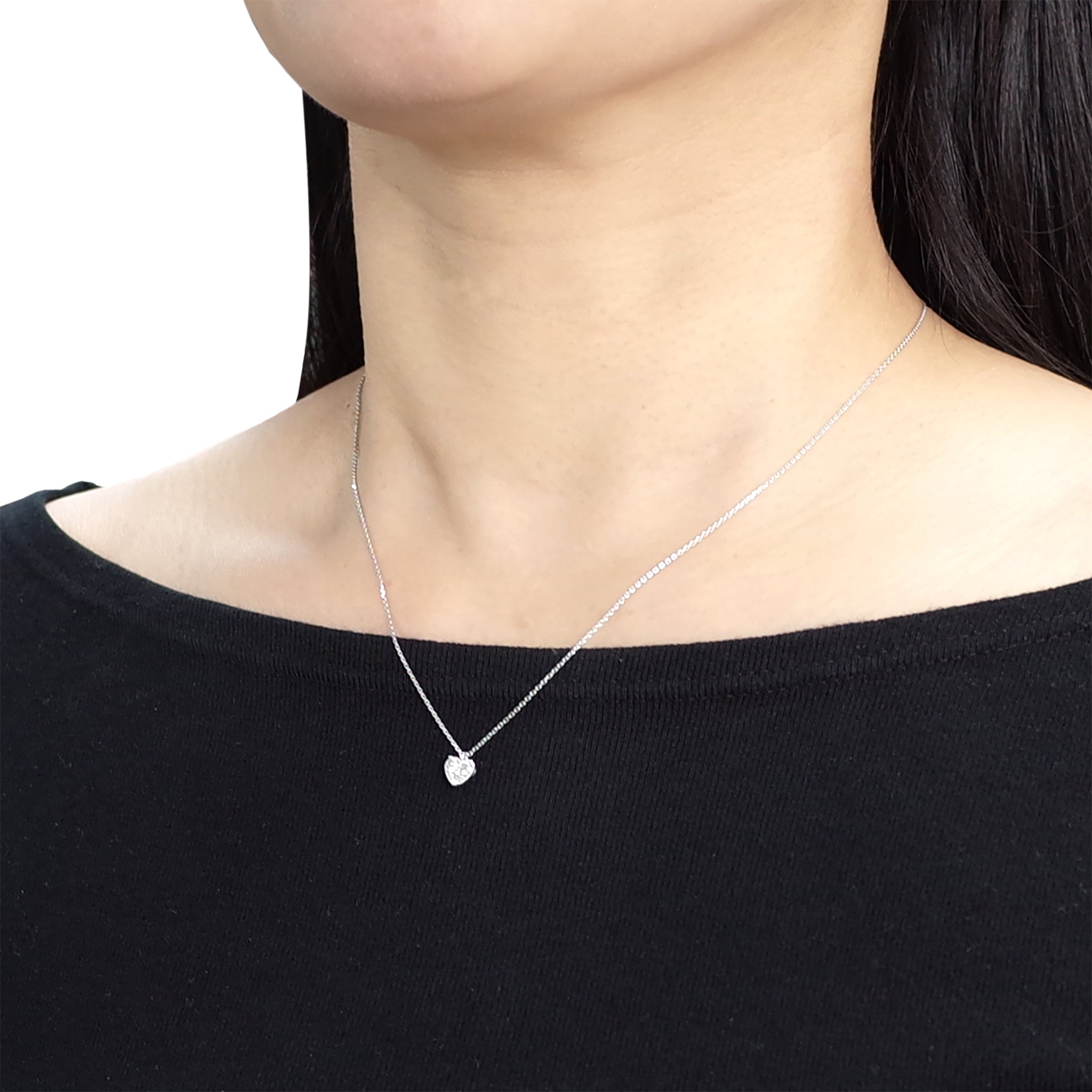 ダイヤモンド プラチナネックレス(ハートモチーフ/4月誕生石)《25V03506》