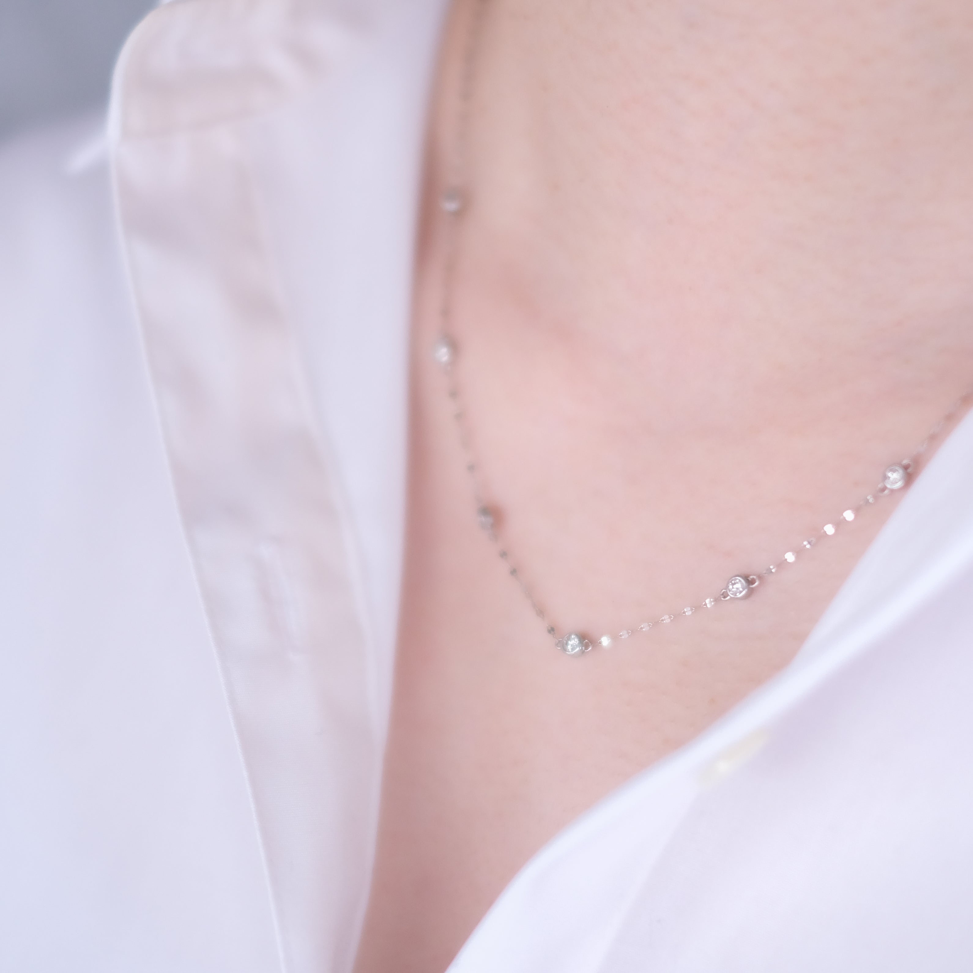 ダイヤモンド プラチナネックレス(ステーション/4月誕生石)《25V03507》