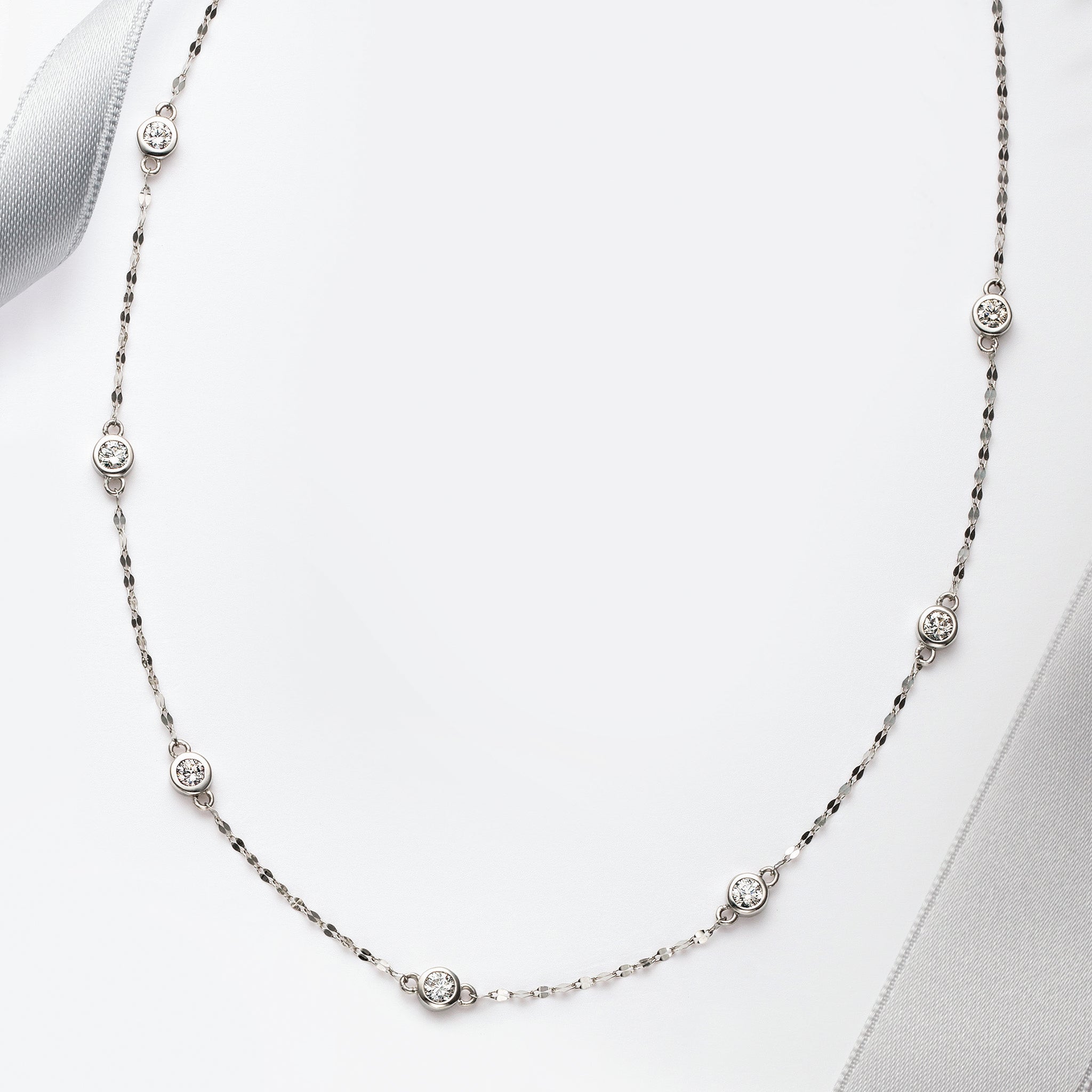 ダイヤモンド プラチナネックレス(ステーション/4月誕生石)《25V03507》