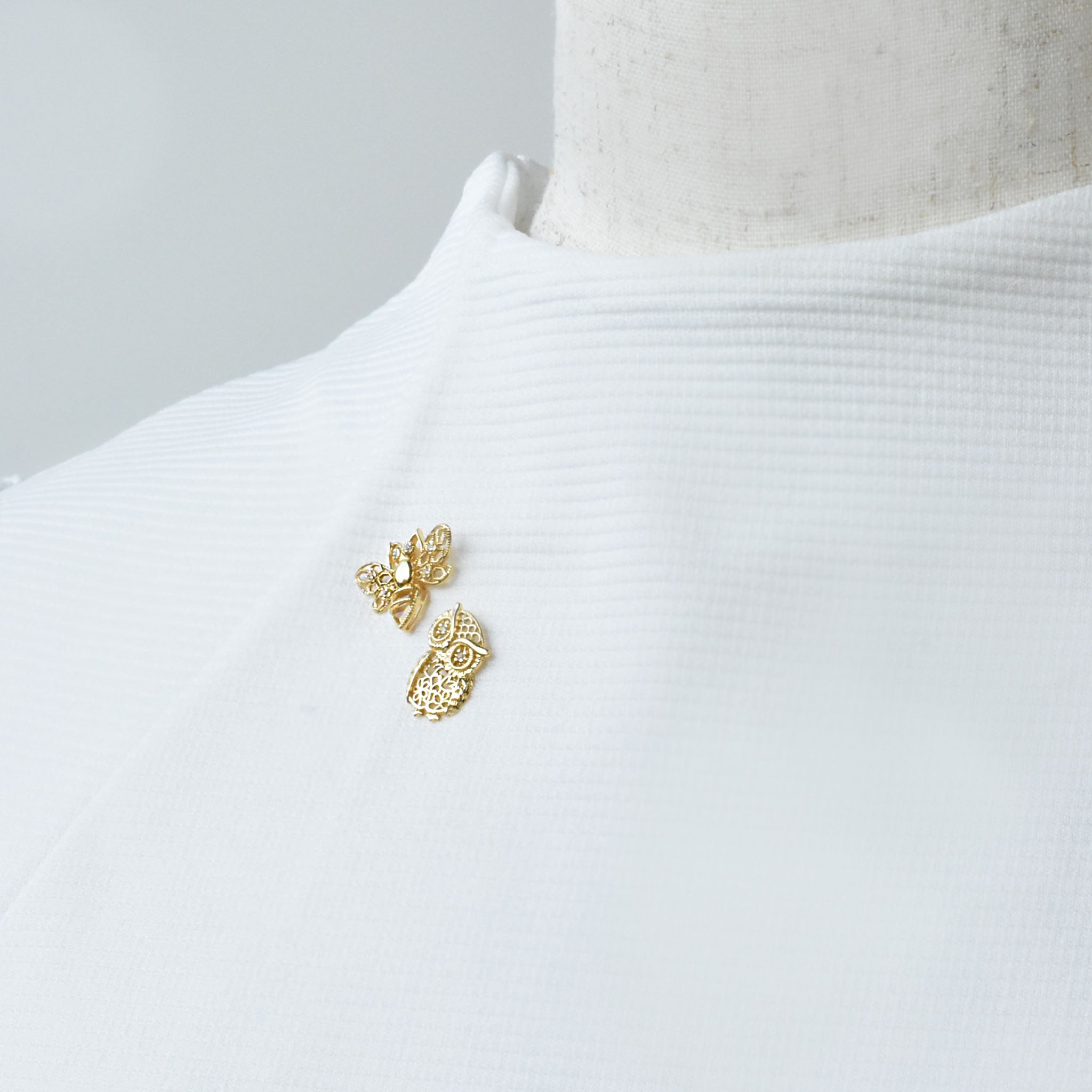 シトリン/ホワイトトパーズ シルバーブローチ(ミツバチモチーフ)《25V03606》