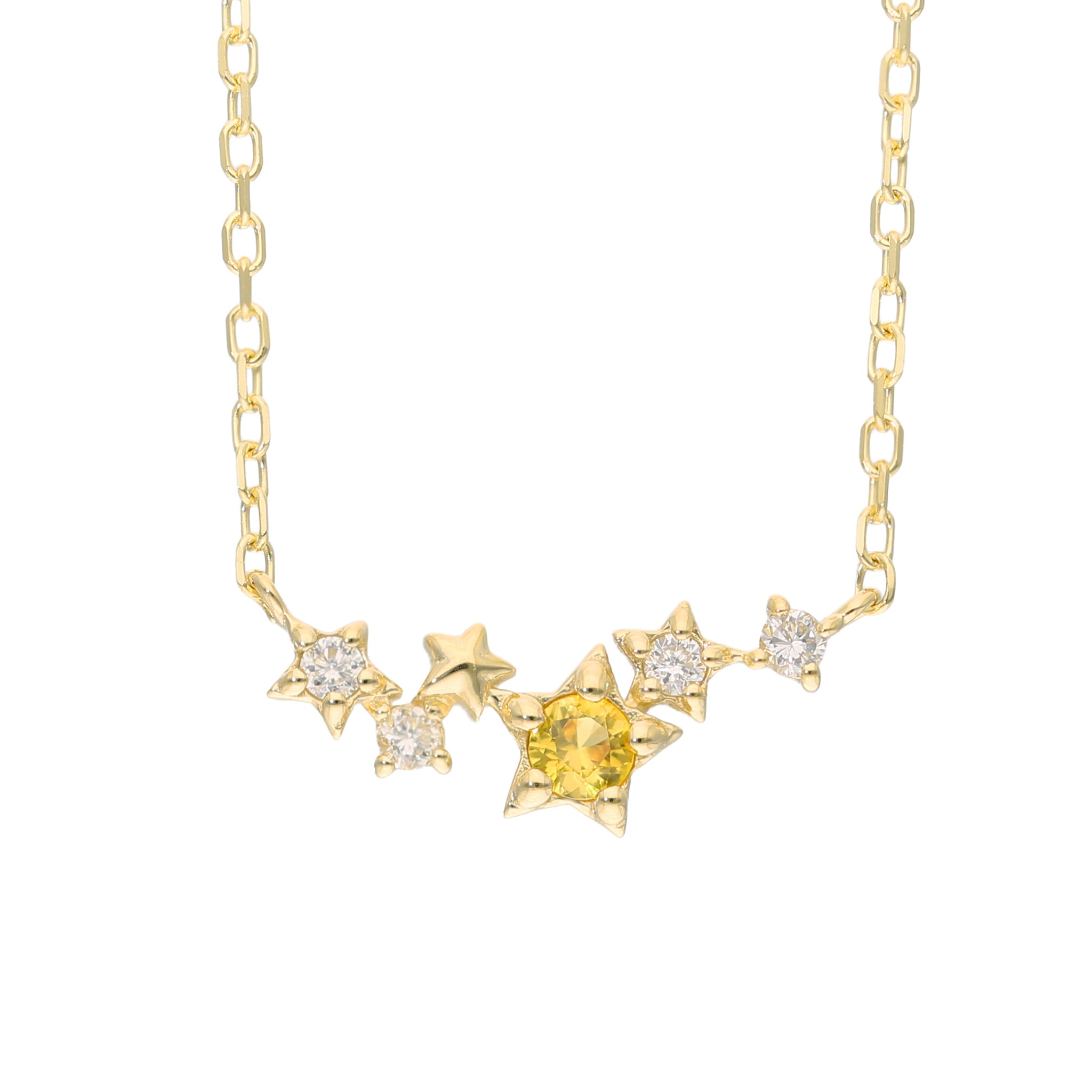 イエローサファイア/ダイヤモンド K10ネックレス(星モチーフ/9月誕生石)《25V03702》