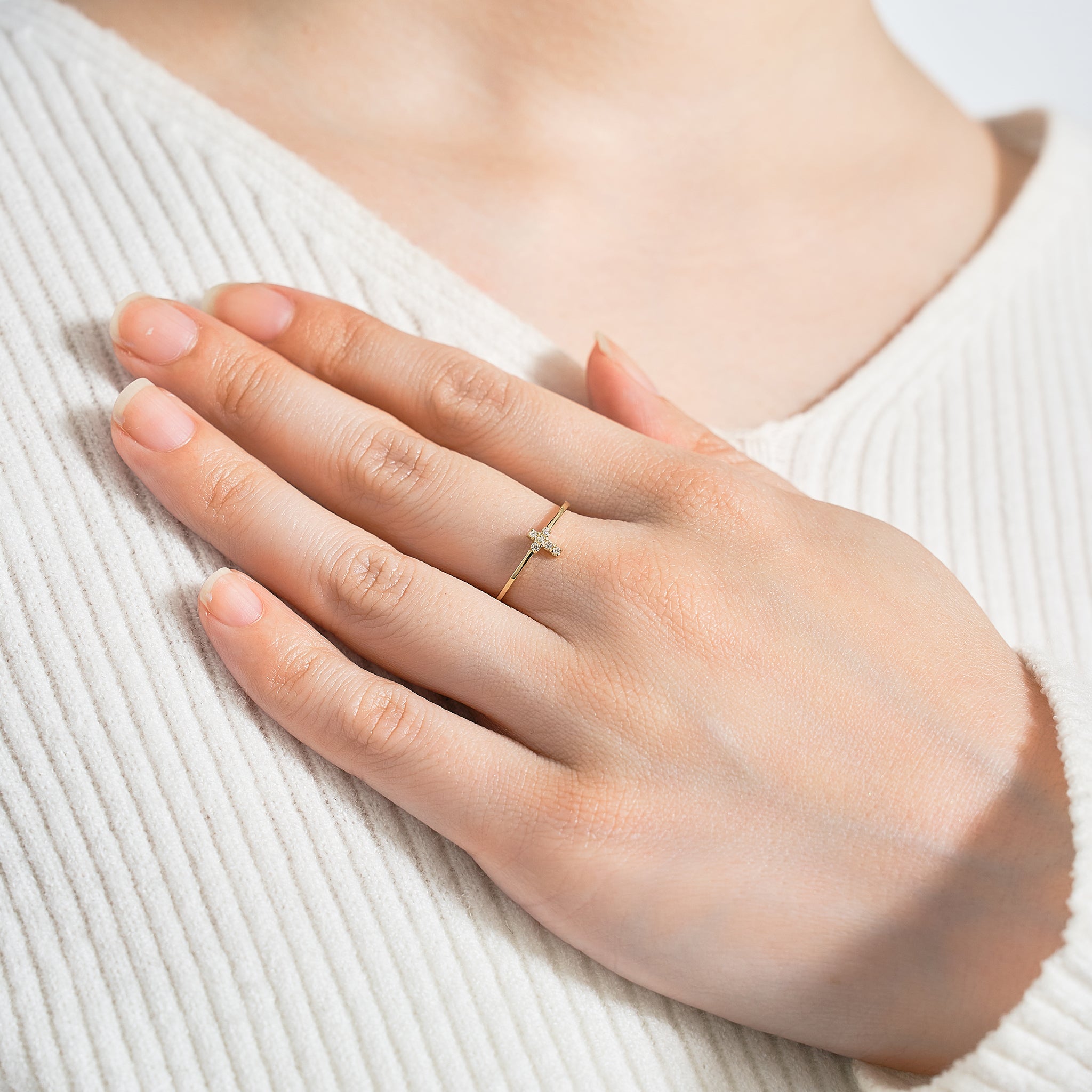 ダイヤモンド K18リング(4月誕生石)《25V03703》