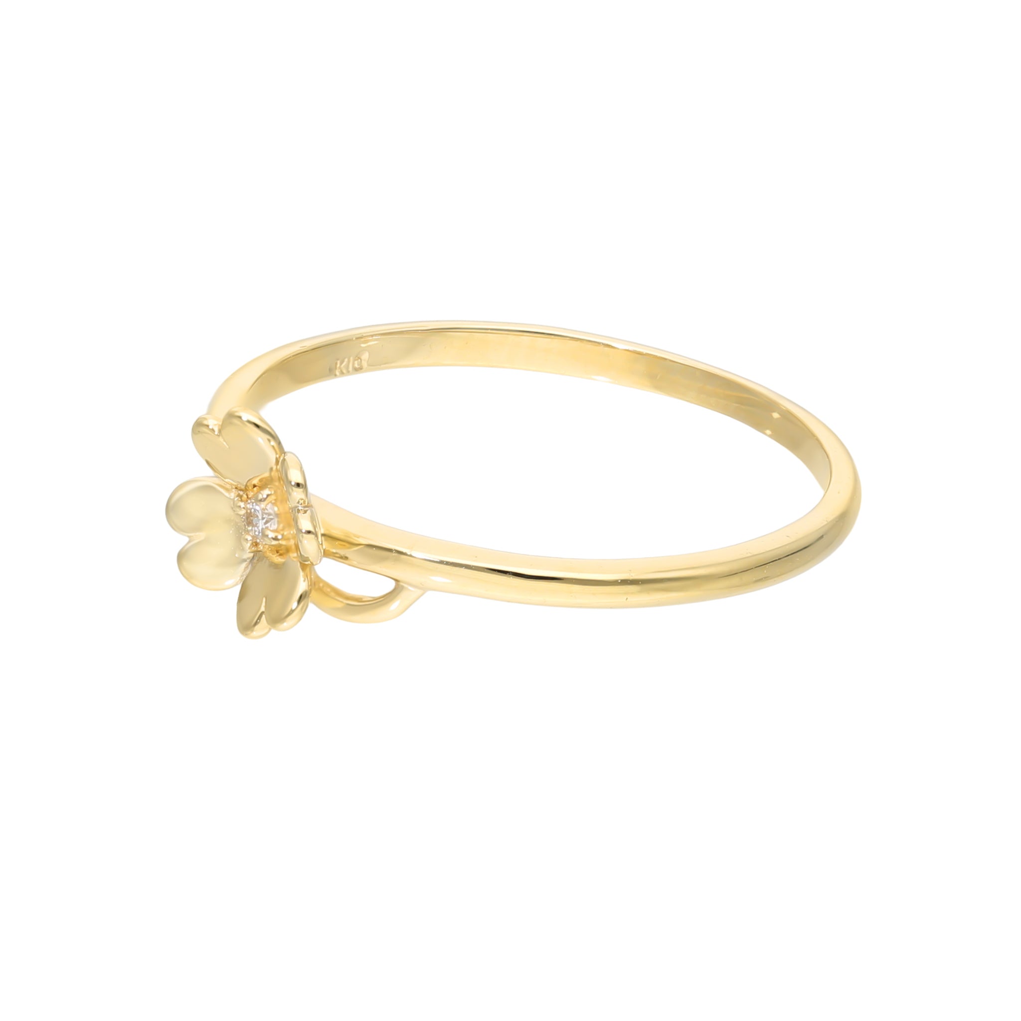 ダイヤモンド K10リング(クローバーモチーフ/4月誕生石)《25V03707》