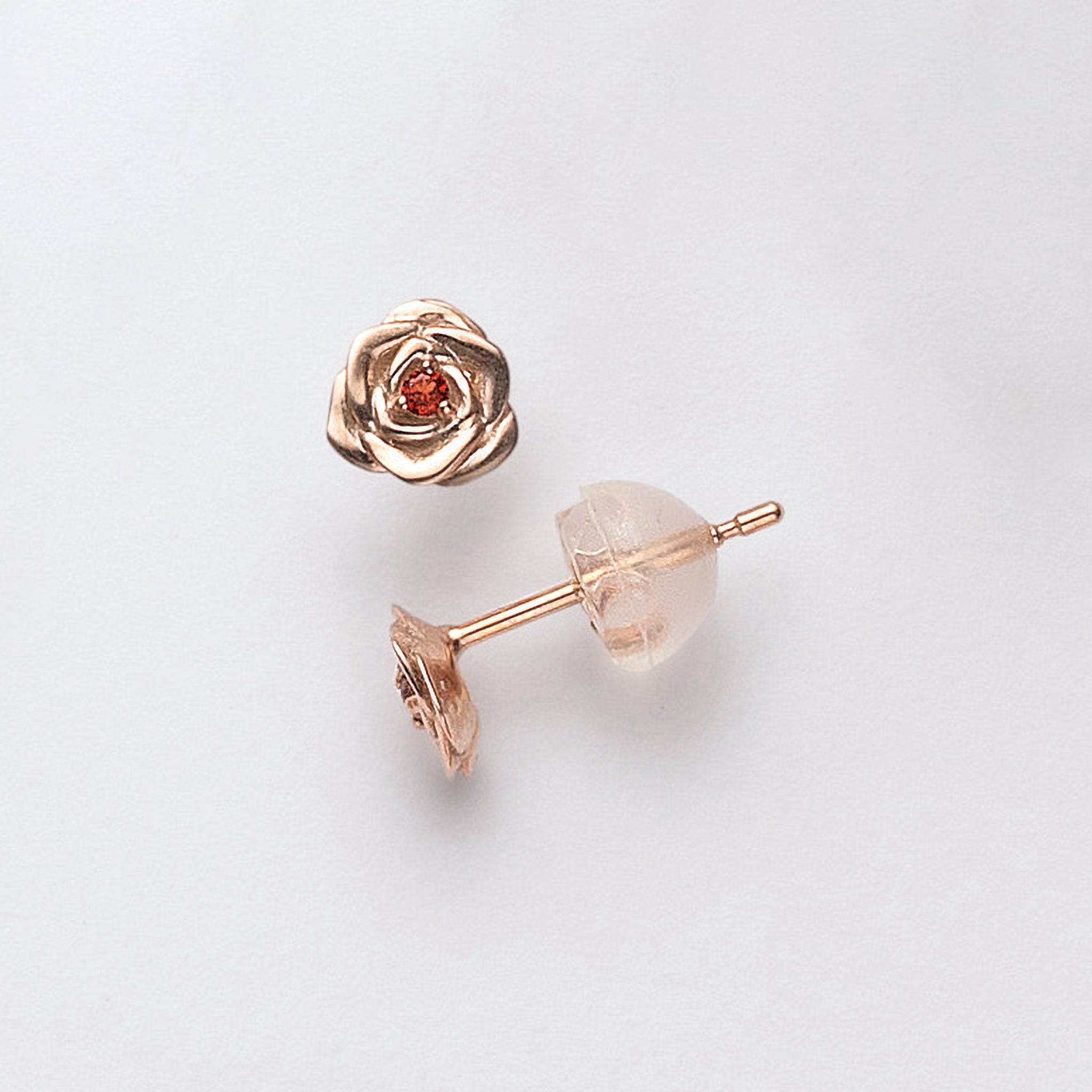 ガーネット K10ピアス(バラモチーフ/1月誕生石)《25V03711》