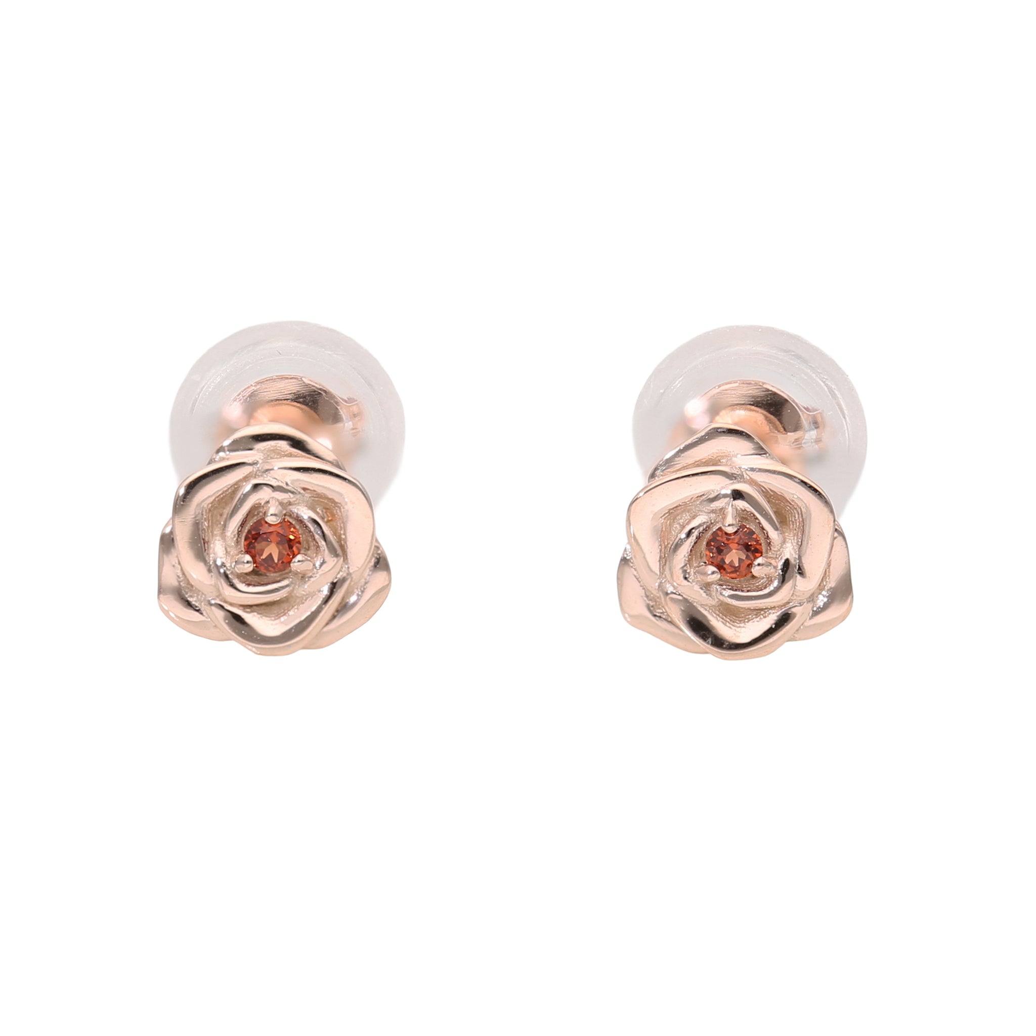 ガーネット K10ピアス(バラモチーフ/1月誕生石)《25V03711》
