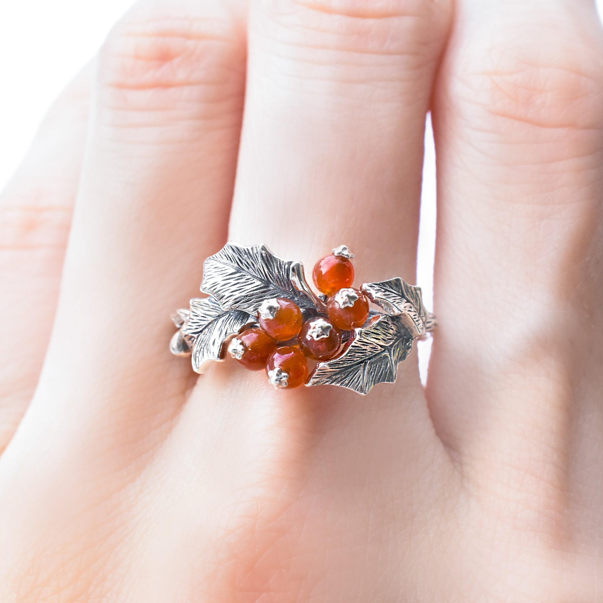 カーネリアン シルバーリング(木の実モチーフ)《25V03805》