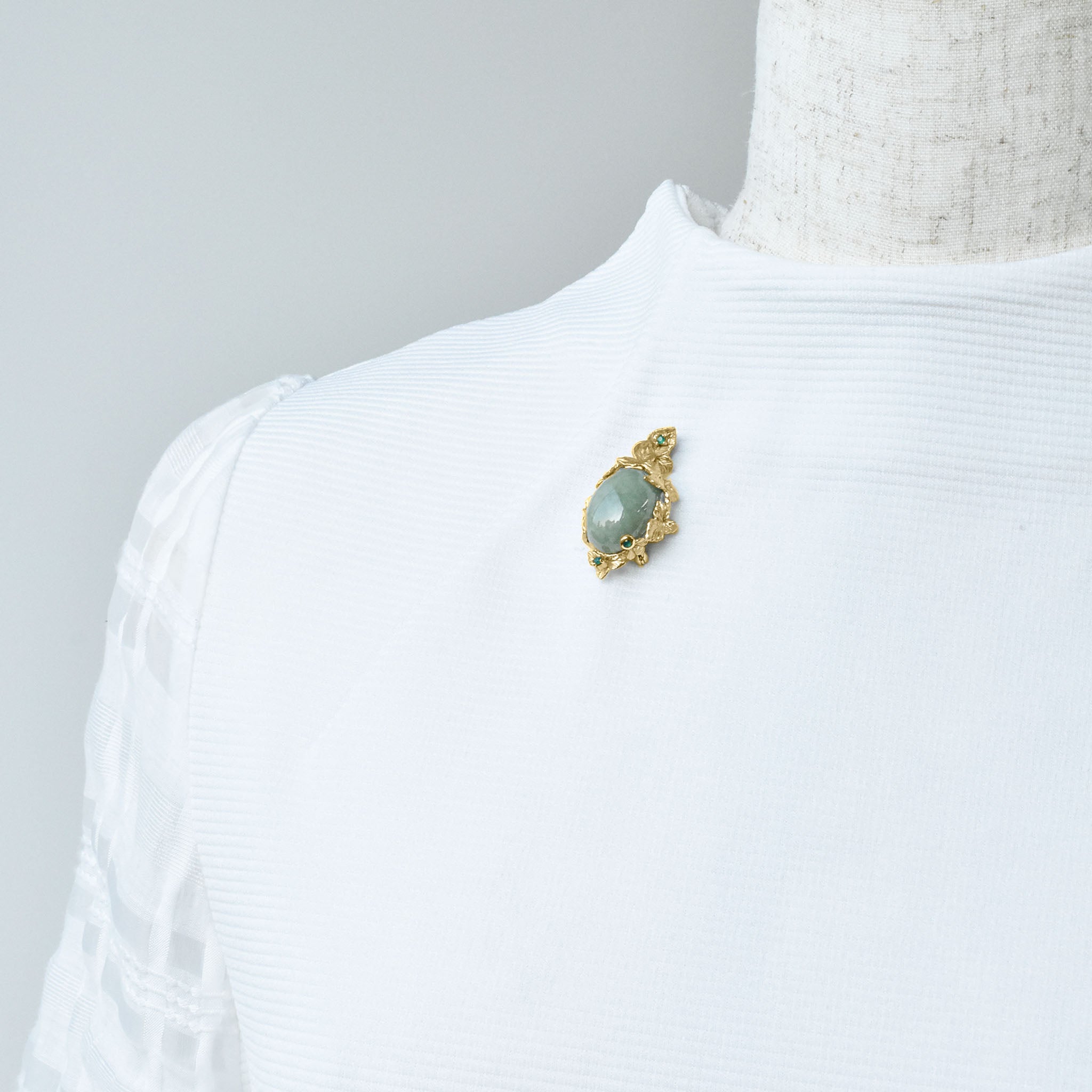 ヒスイ/グリーンカルセドニー シルバーブローチ兼ペンダントトップ《25V03809》