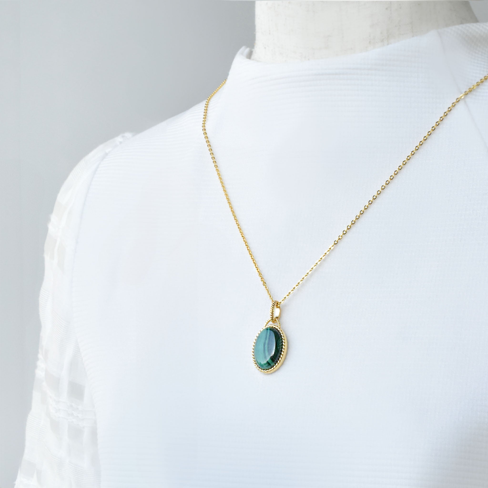 マラカイト シルバーネックレス(ロング/60cm)《25V03810》