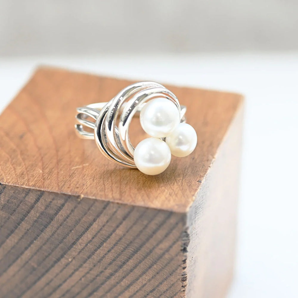 パール シルバーリング(淡水真珠/6月誕生石)《25V03811》