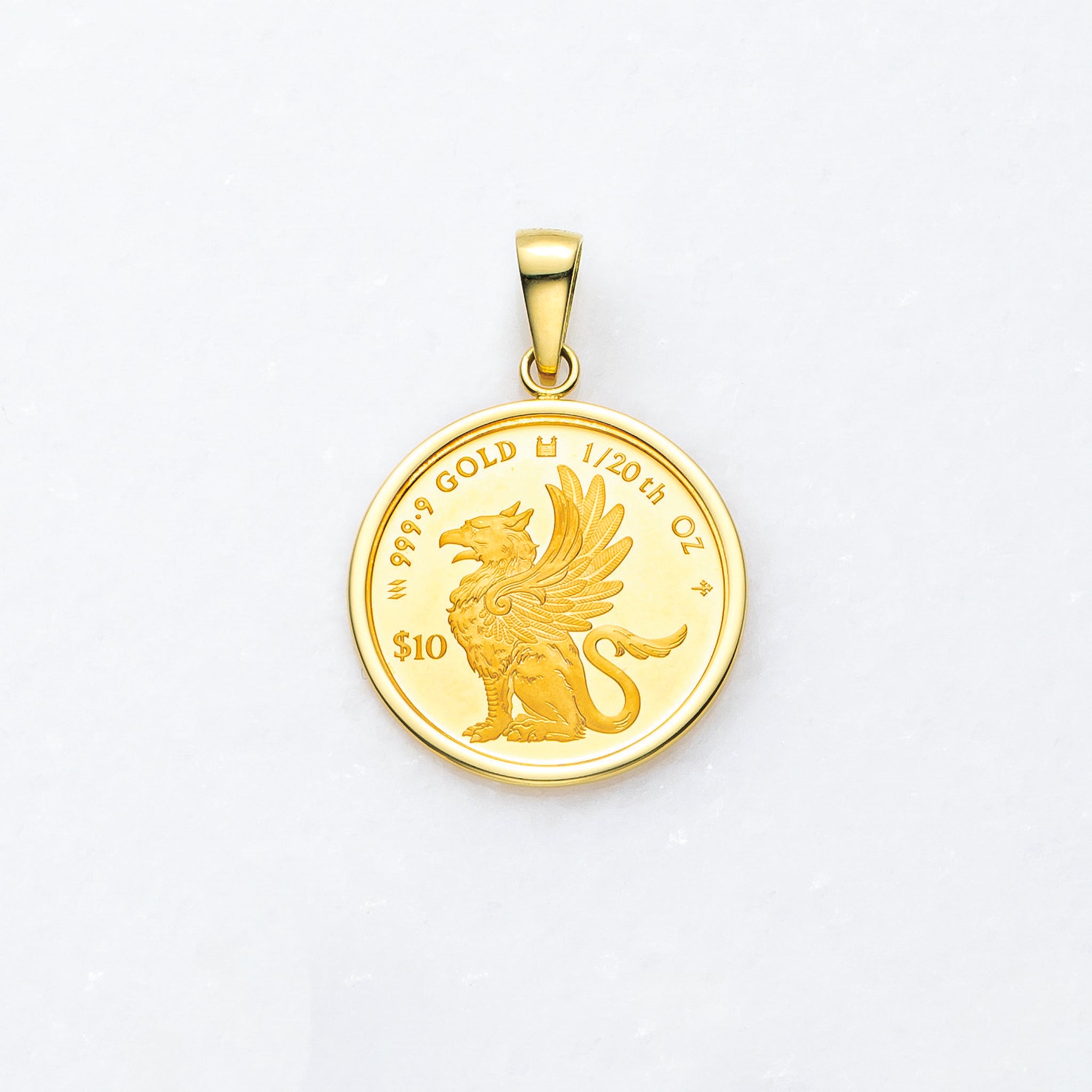 K24/K18ペンダント(純金/コイン/グリフィンモチーフ/1/20oz)《25V04001