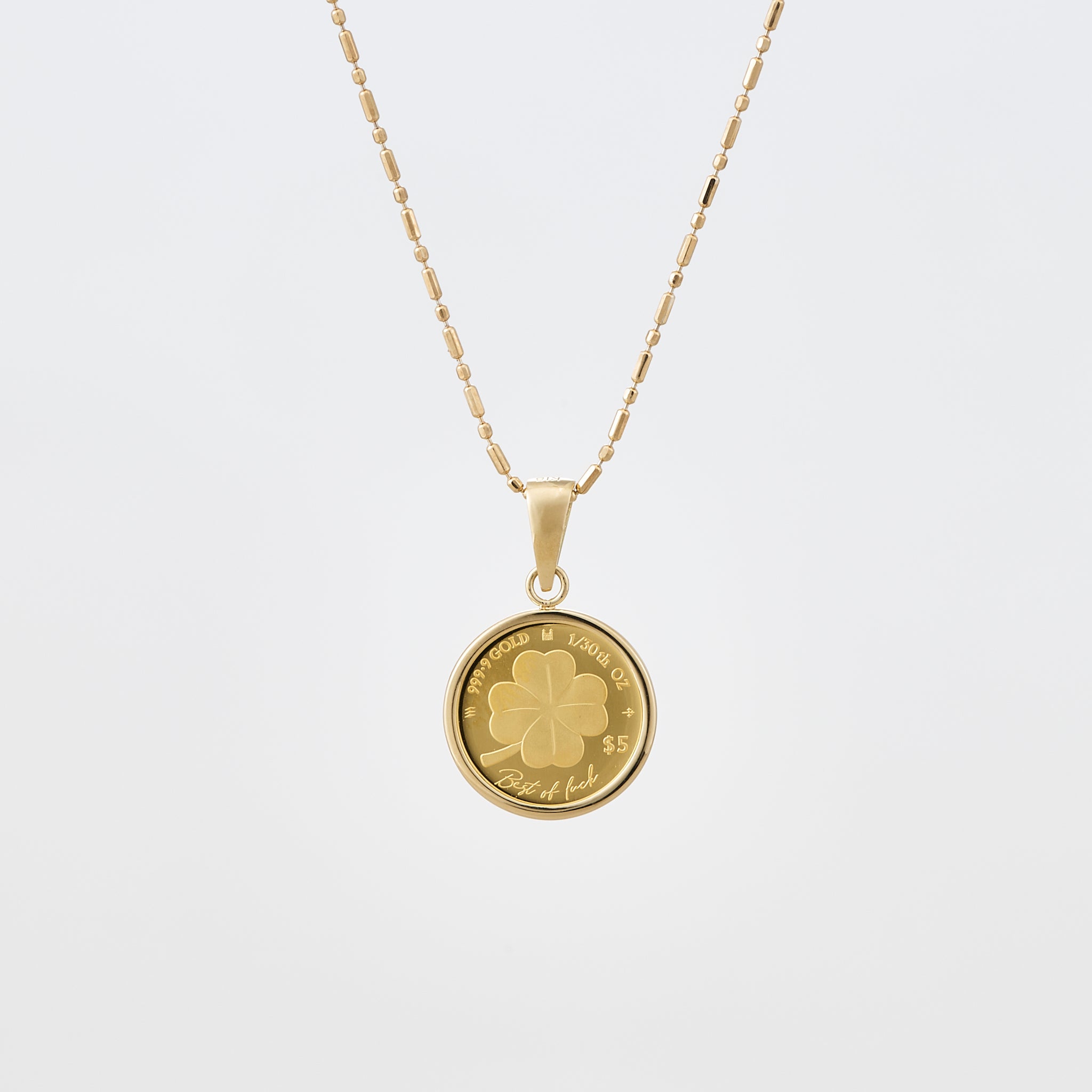 K24/K18ペンダント(純金/コイン/クローバーモチーフ/1/30oz)《25V04004》